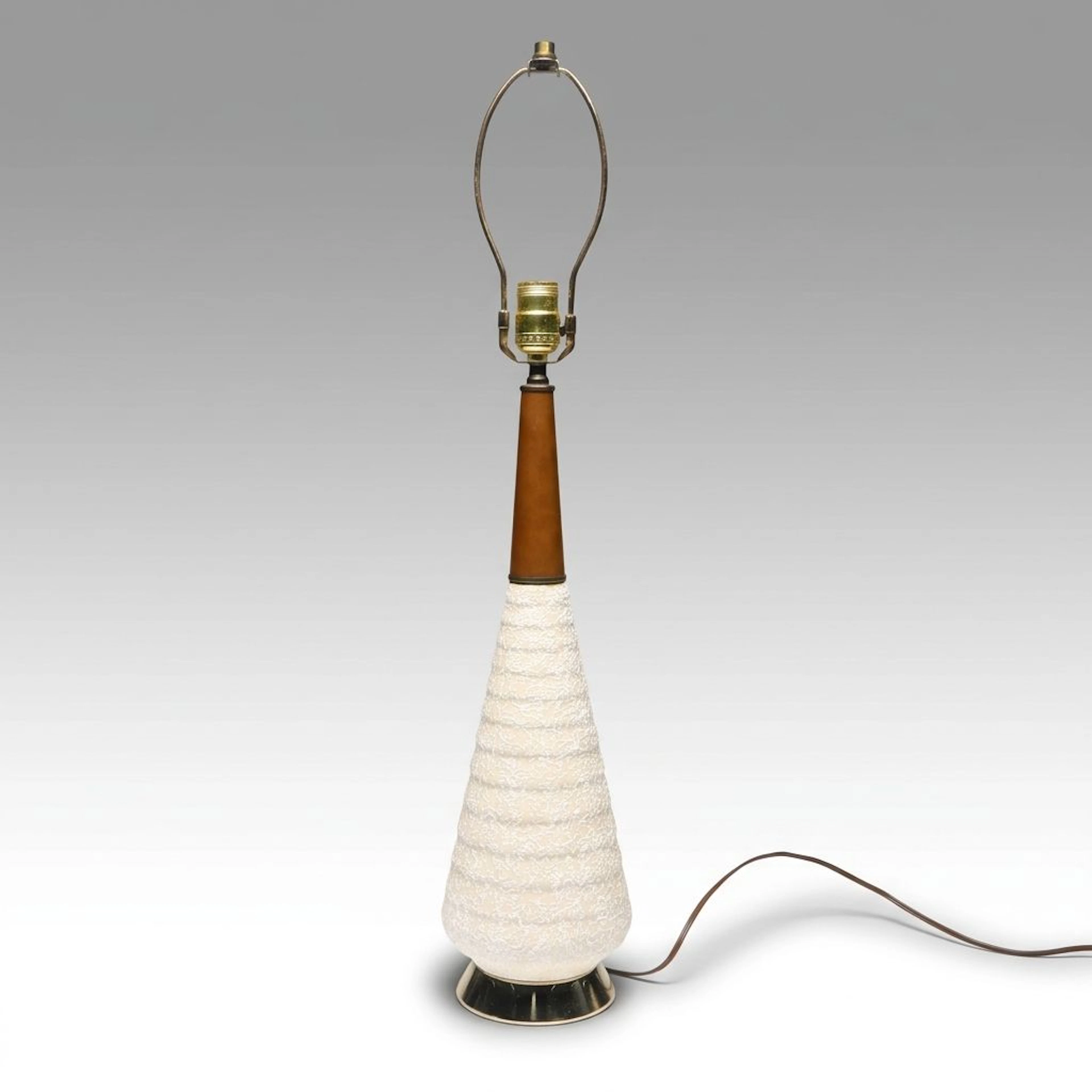 Mid Century Modern Style Ceramic and Wood Table Lamp