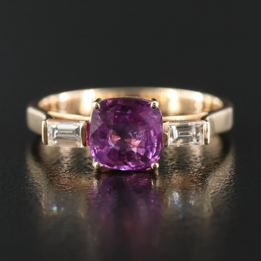 18K 1.54 CT No Heat Ceylon Sapphire and Diamond Ring with GIA Report