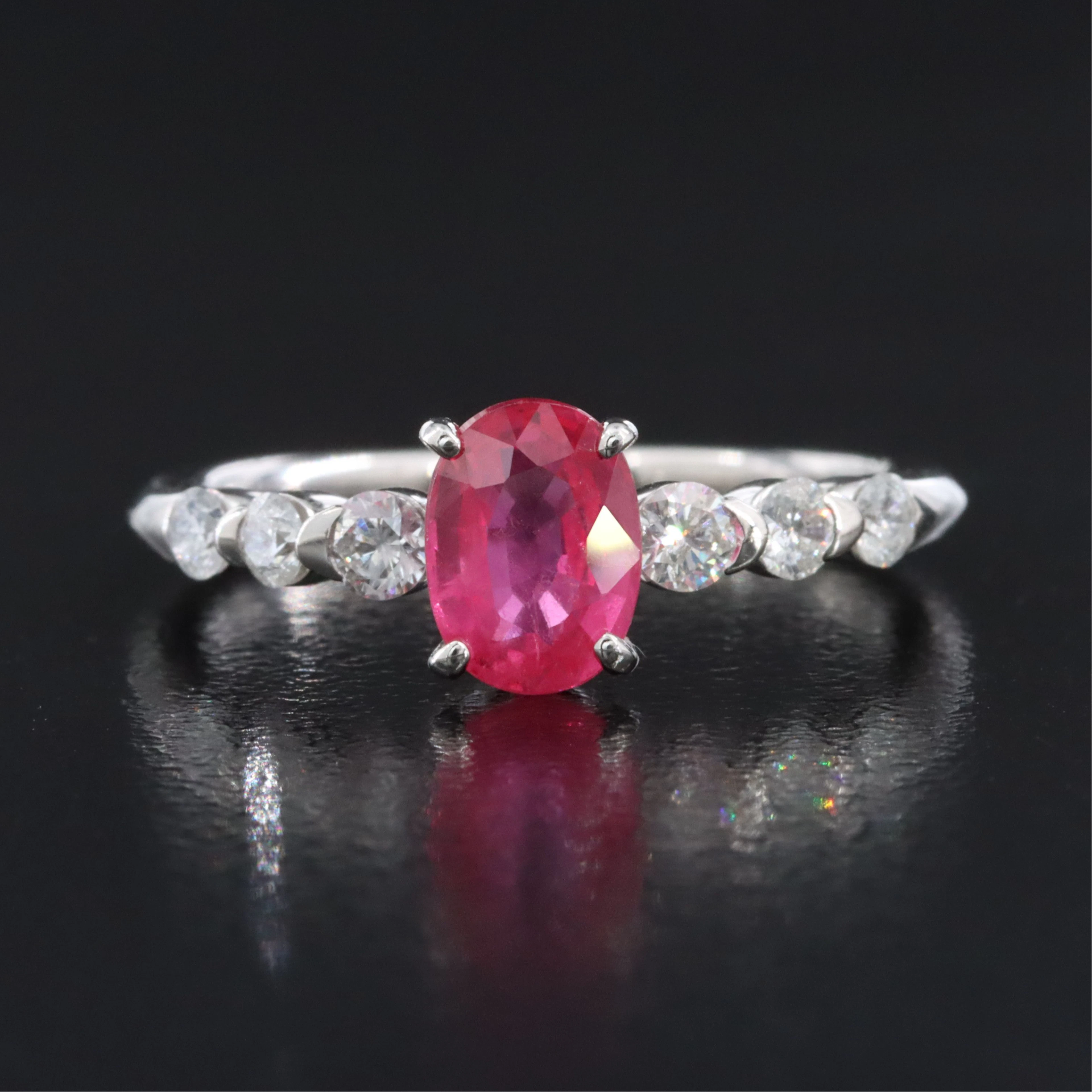 Platinum 1.13 CT Pink Sapphire and Diamond Ring with IGI Report