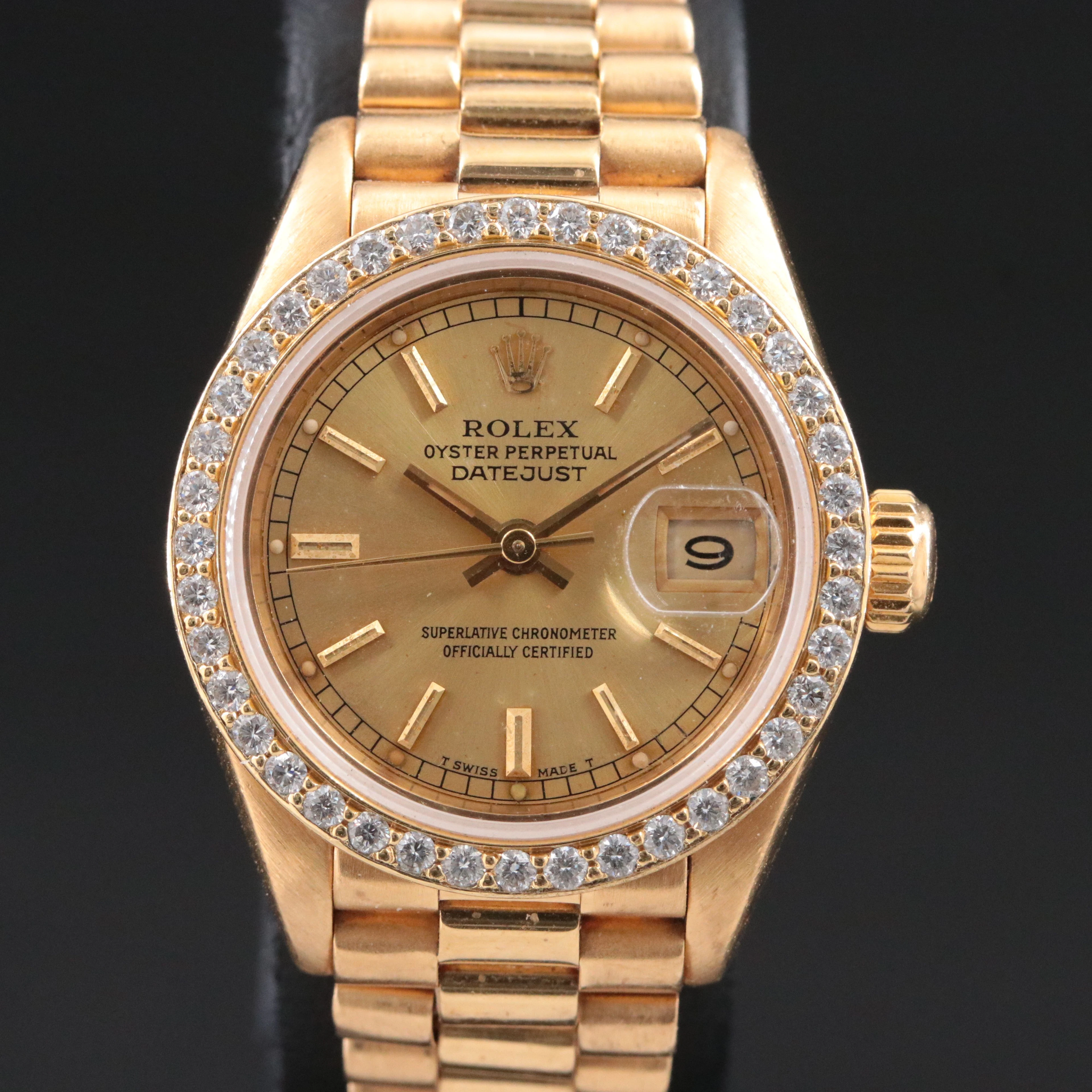 1989 Rolex Datejust Custom Diamond Bezel President Band Watch