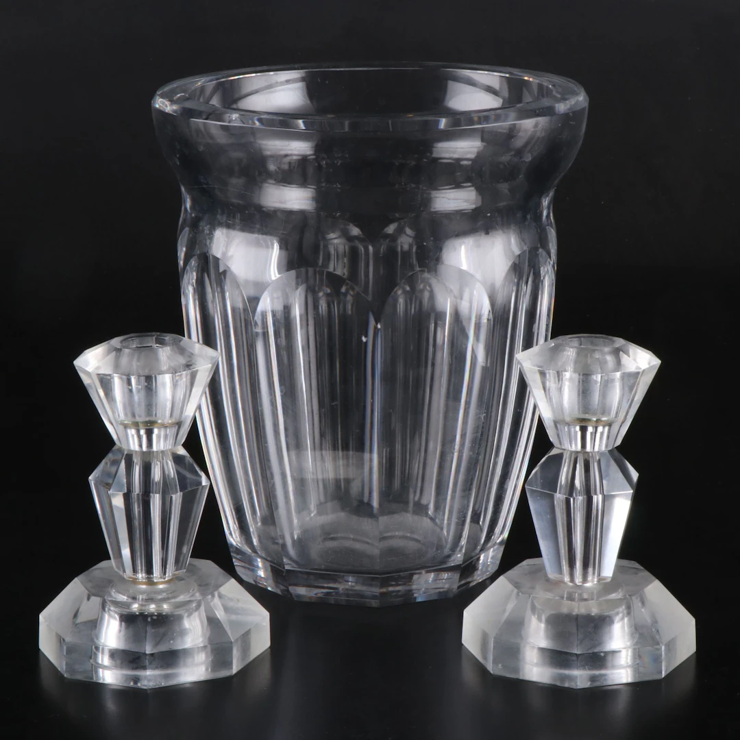 Baccarat Crystal Vase with Other Candlesticks