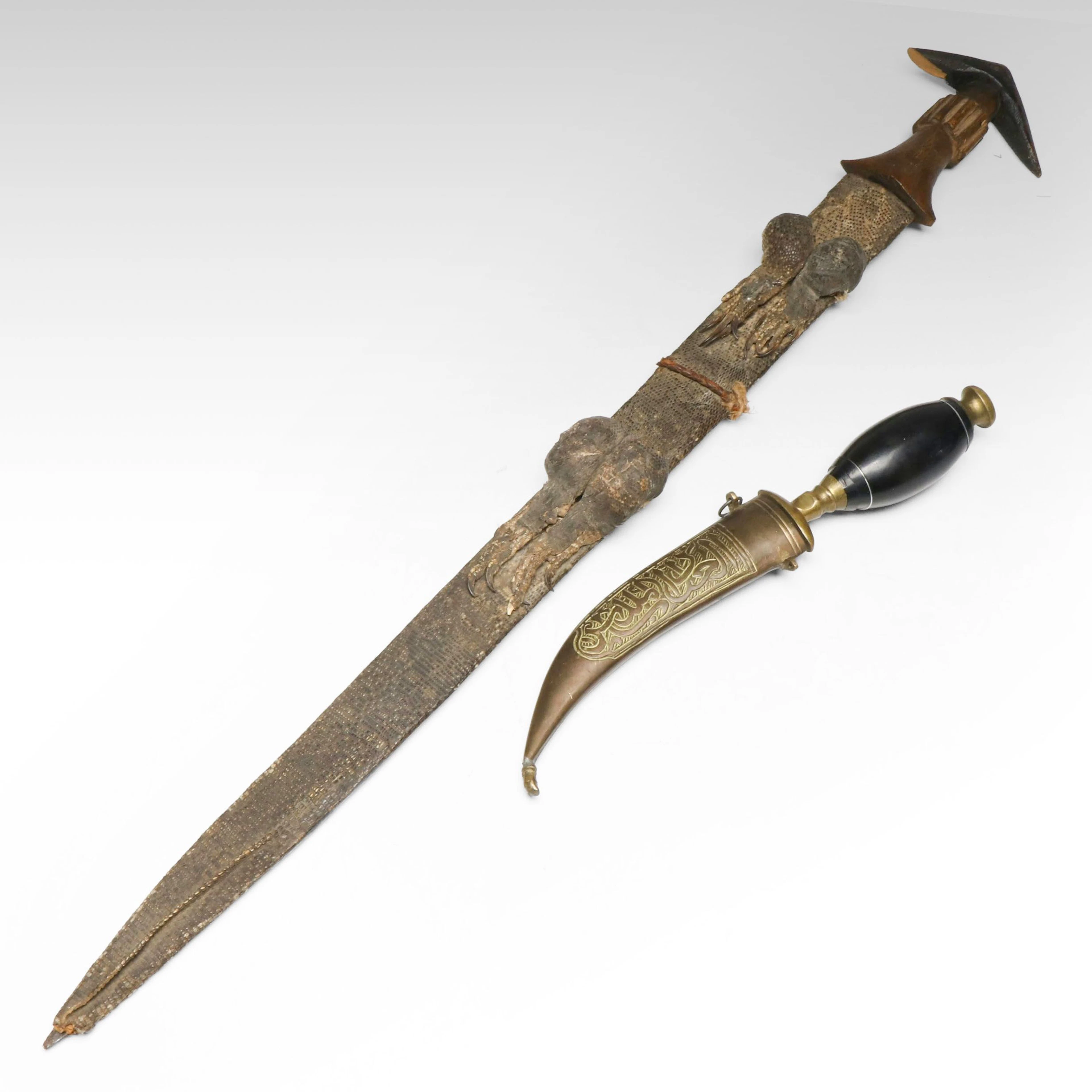 Vintage/Antique Sudan Dervish Sword & Nile Monitor Paw Sheath, Ottoman Janbiya