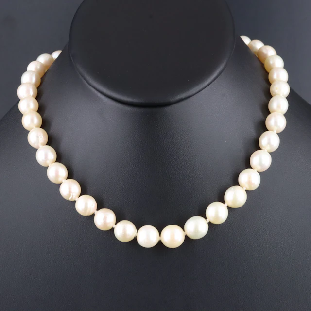 14K Pearl Necklace with Turquoise Accented Clasp