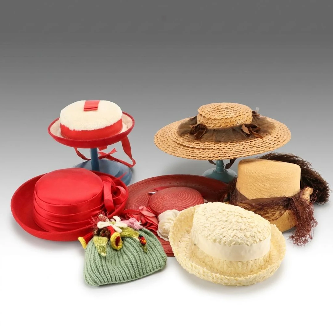 Cartwheel, Coachman, Breton, Fascinator, and Knit Hats with Hat Stands/Box