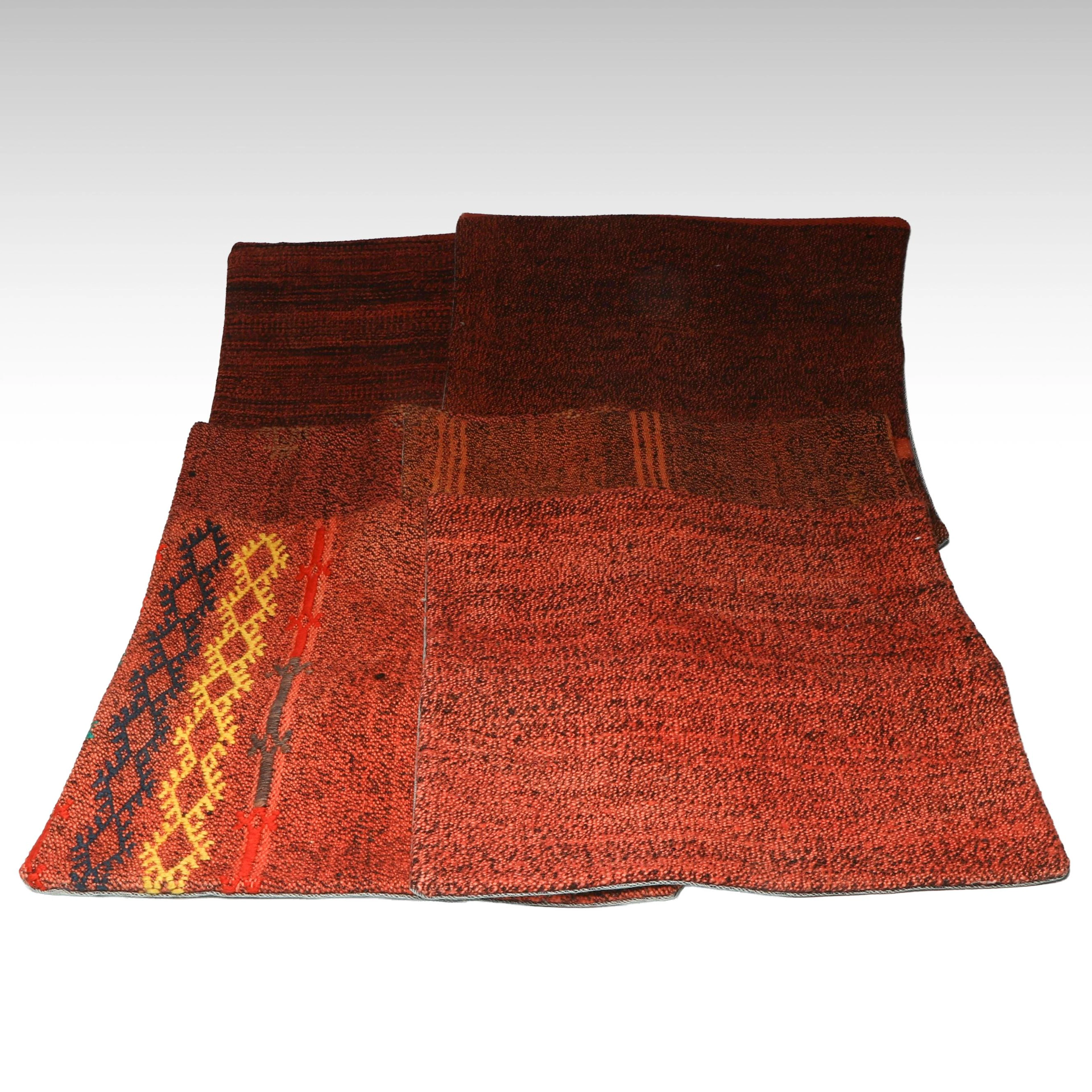 Turkish Overdyed Handwoven Rug Faced Pillow Covers