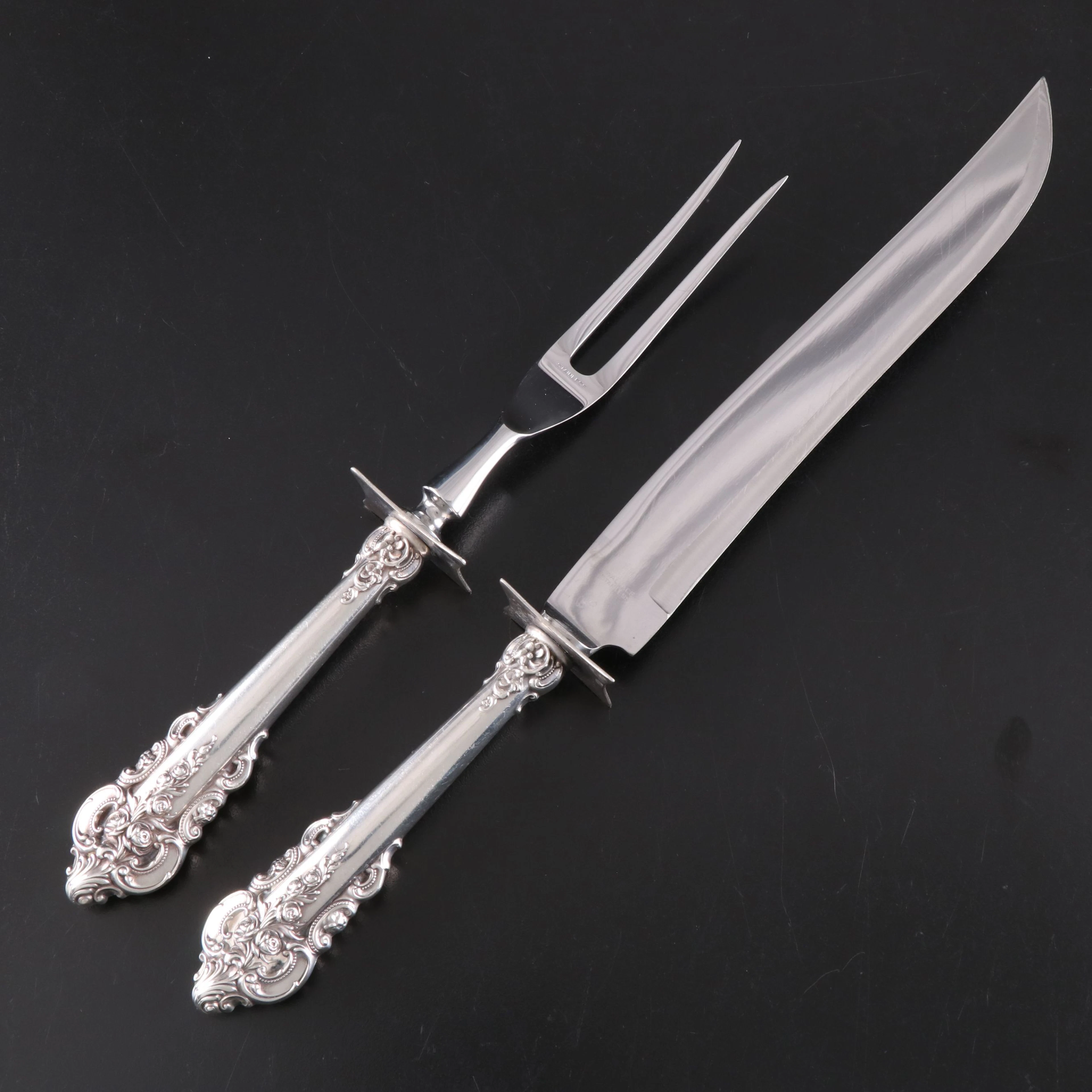 Wallace Sterling Silver "Grand Baroque" Two-Piece Carving Set