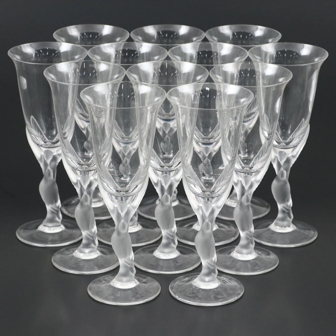 Igor Carl Fabergé for Franklin Mint "The Snow Dove" Crystal Wine Glasses