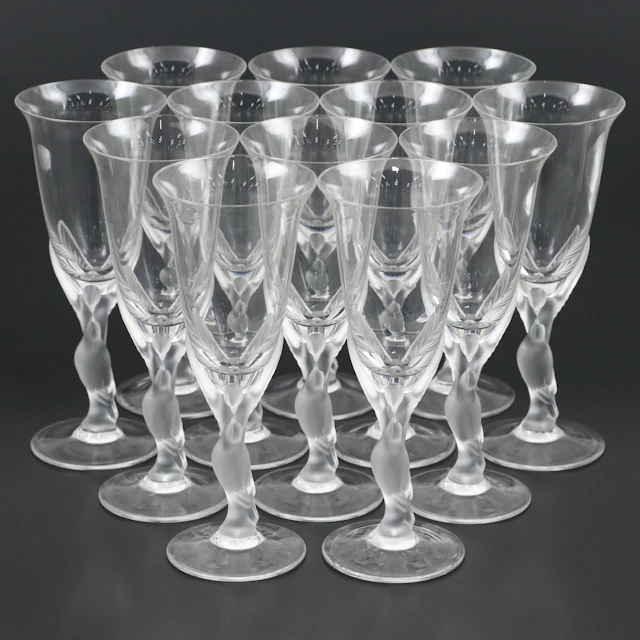 Igor Carl Fabergé for Franklin Mint "The Snow Dove" Crystal Wine Glasses