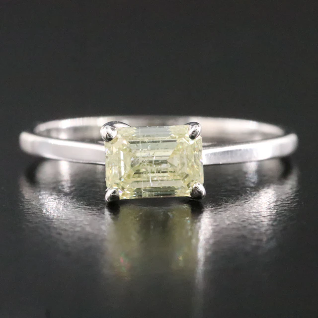 14K 1.02 CT Fancy Light Yellow Diamond Solitaire Ring