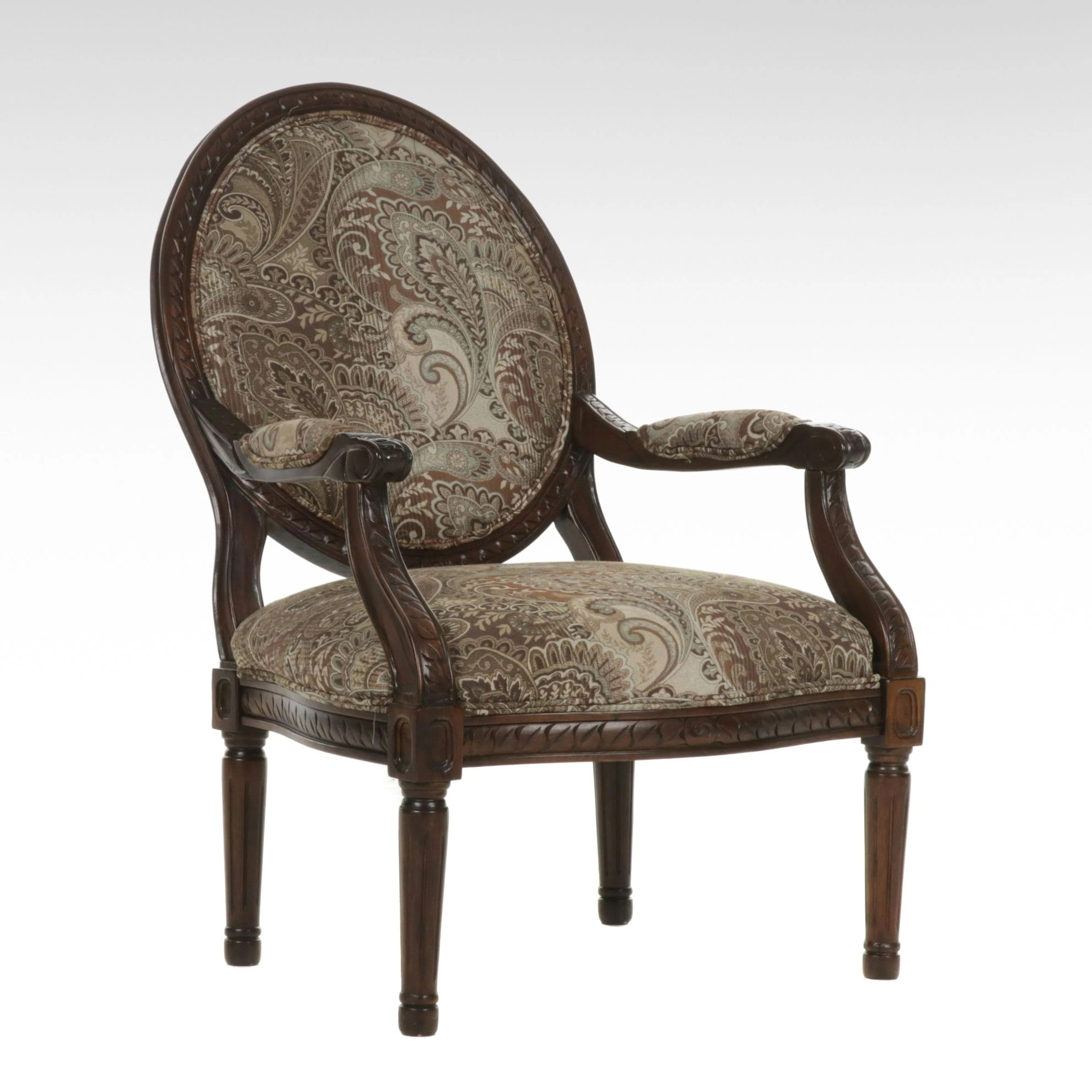 Ashley Furniture Louis XVI Style Oval Back Wood Armchair, 21st Century