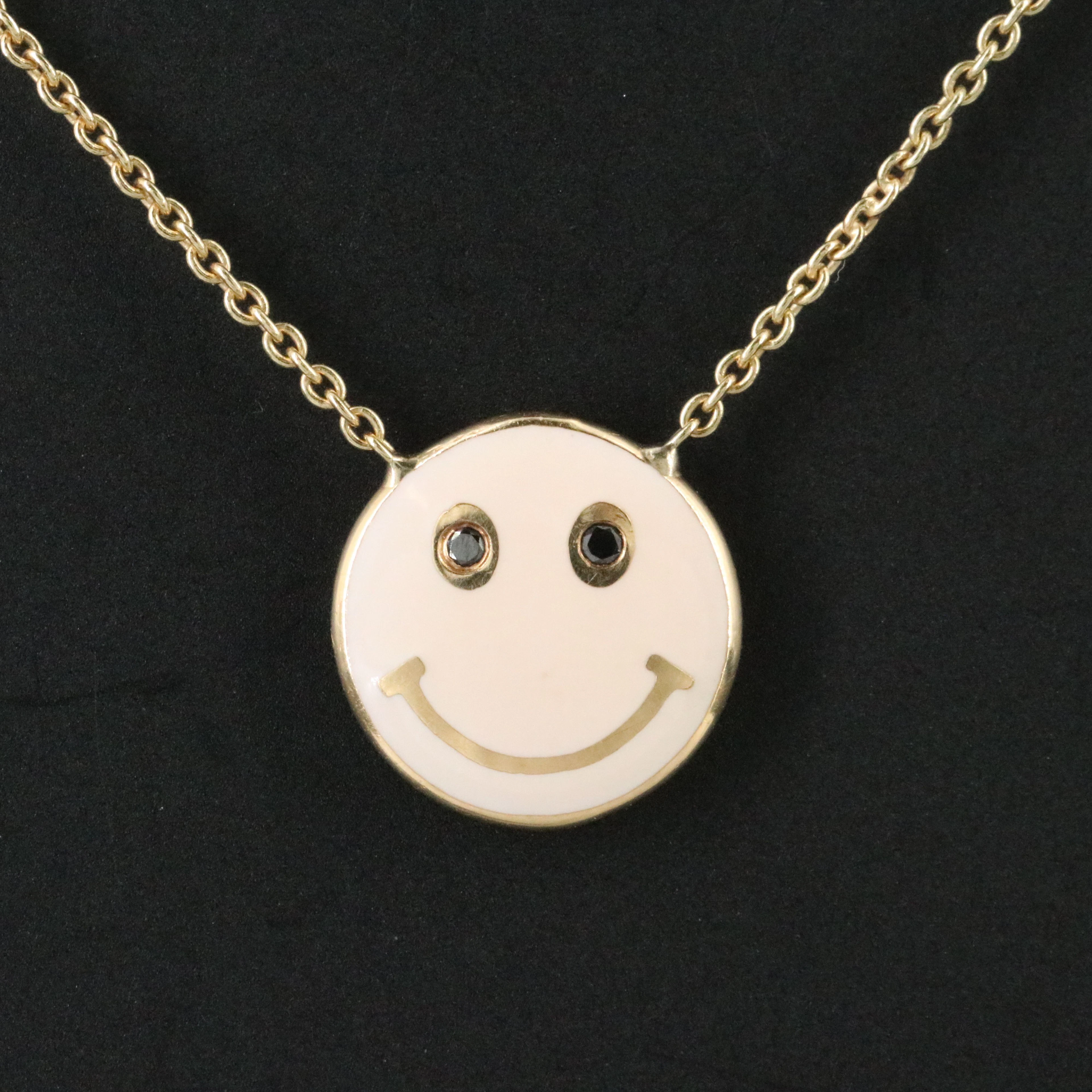 18K 0.03 CTW Diamond and Enamel Reversible Necklace Featuring Fancy Black