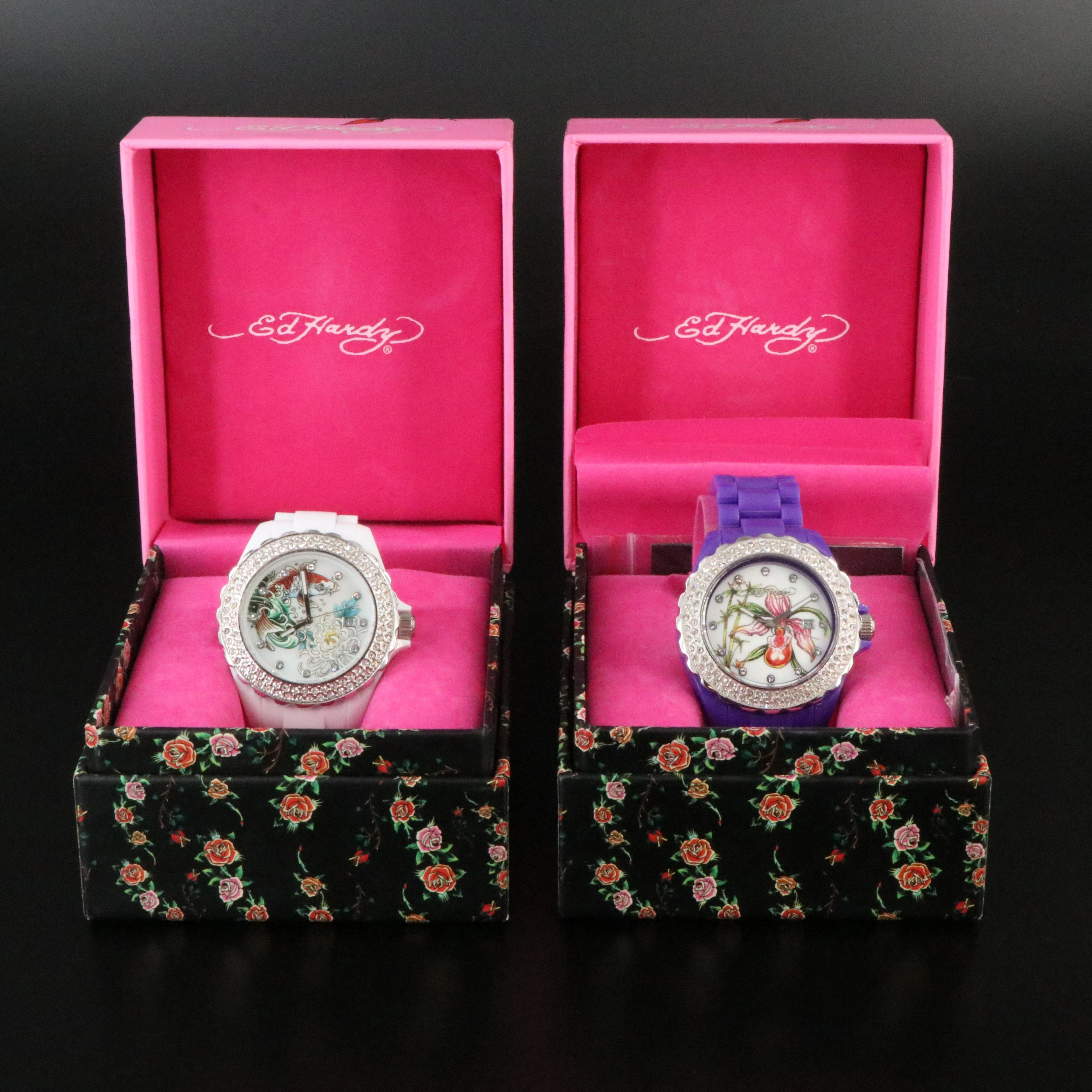 Ed Hardy Koi Fish and Floral Art Watches