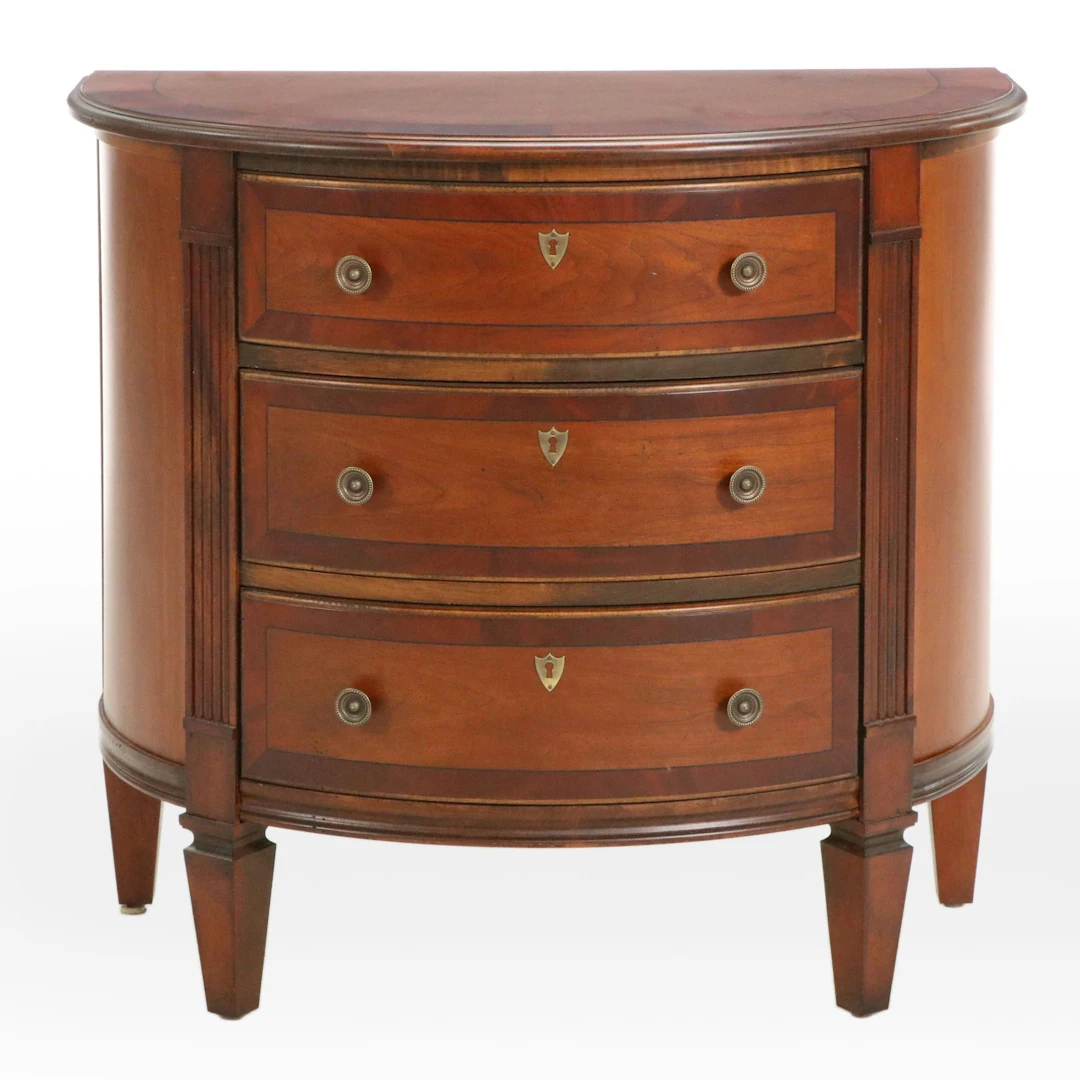Georgian Style Mahogany Three-Drawer Demilune Chest