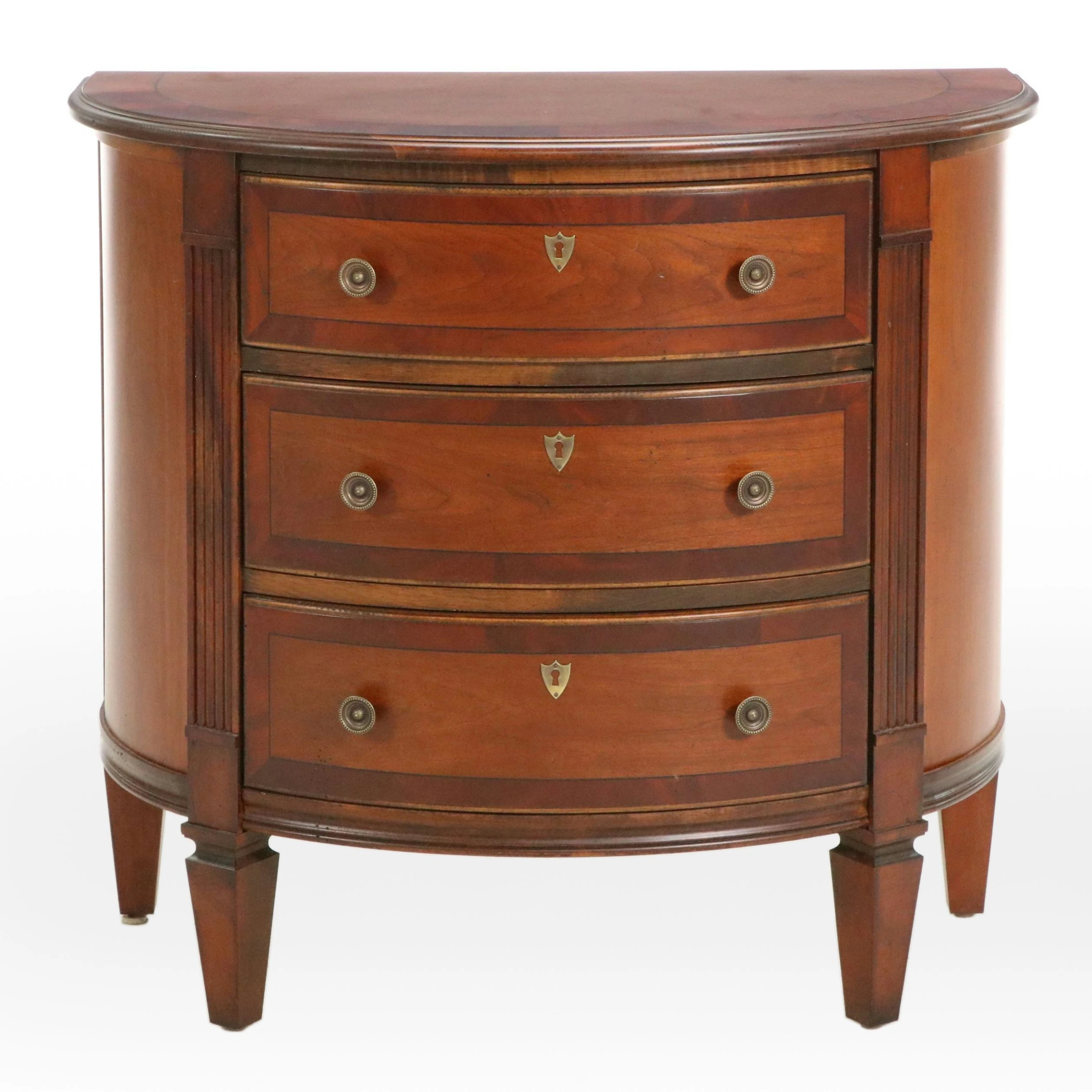Georgian Style Mahogany Three-Drawer Demilune Chest