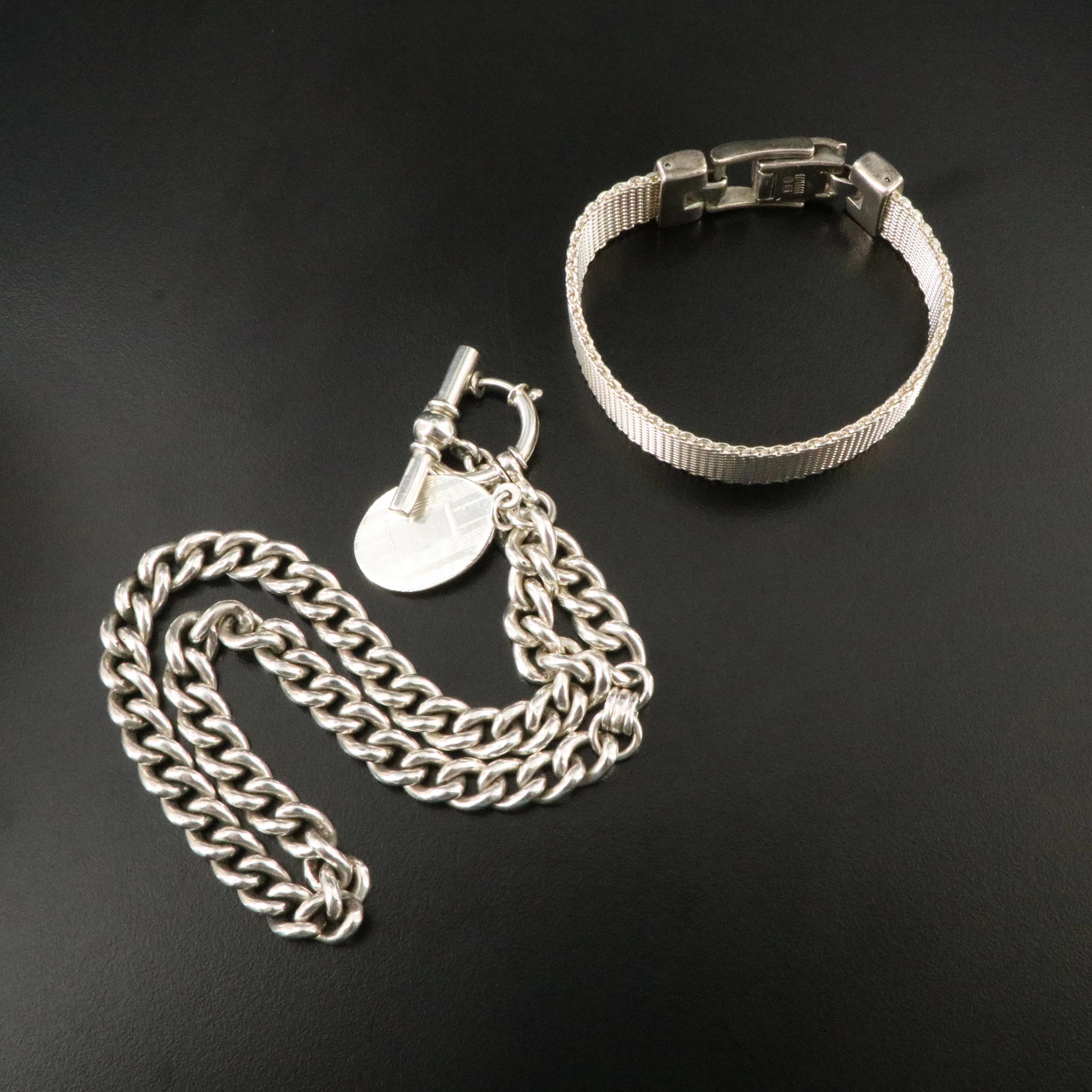 Ecclissi Sterling Mesh Bracelet and Ralph Lauren Sterling Watch Chain with Tag