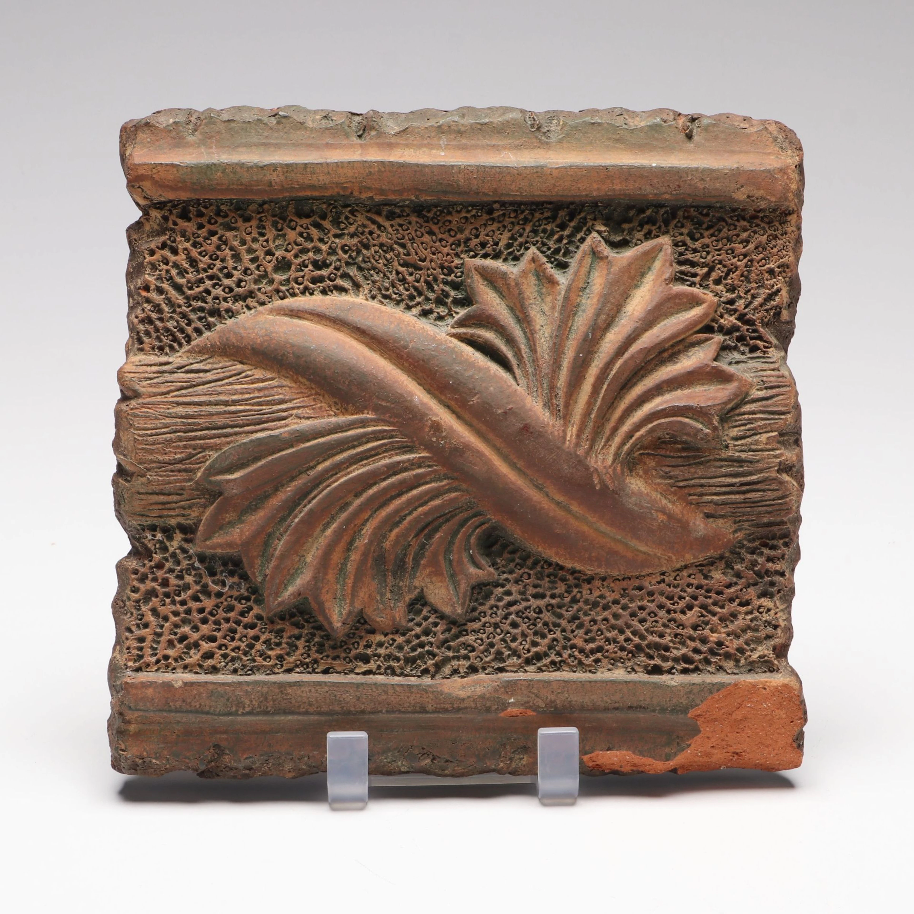 Terracotta Raised Leaf Architectual Tile