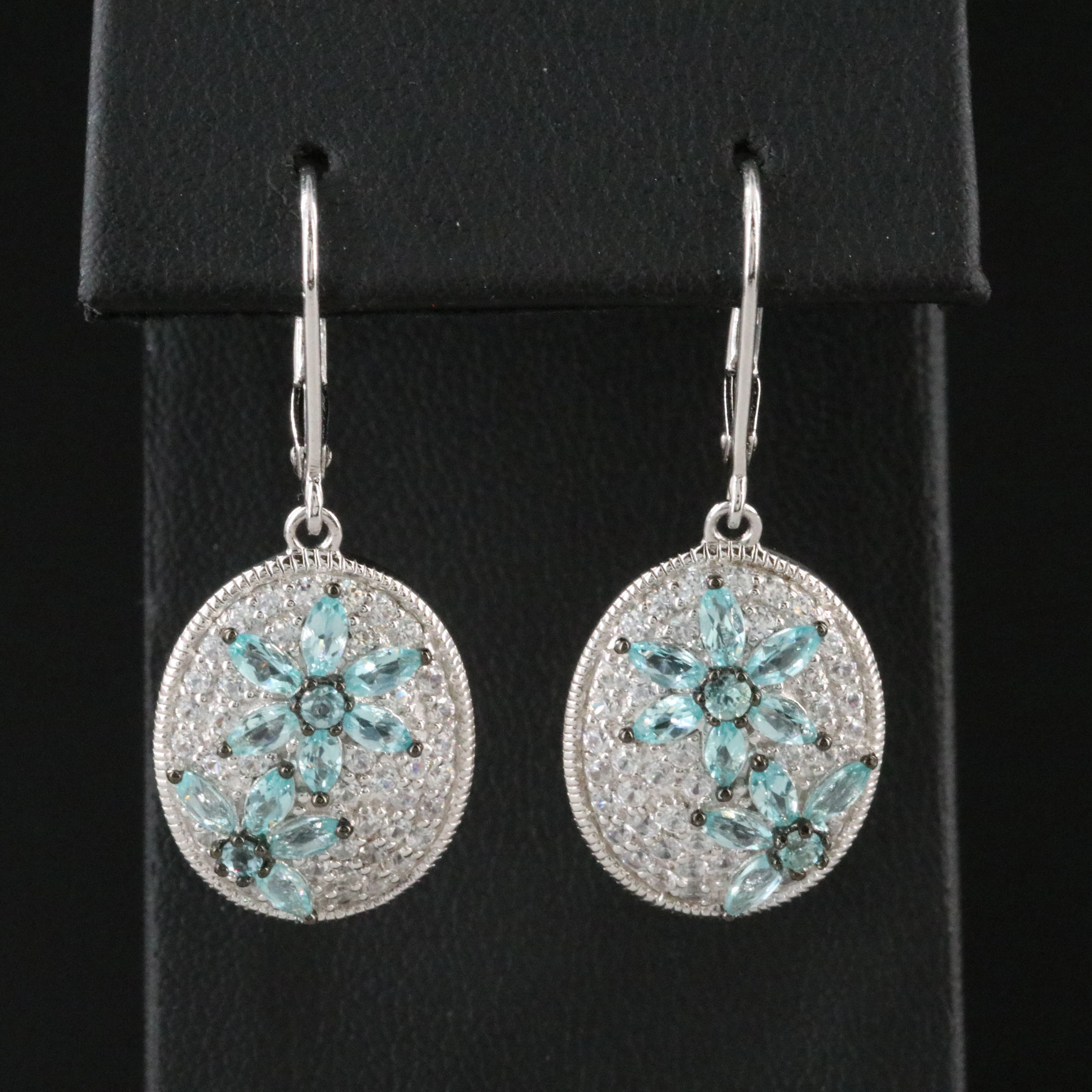 Sterling Zircon and Apatite Flower Earrings