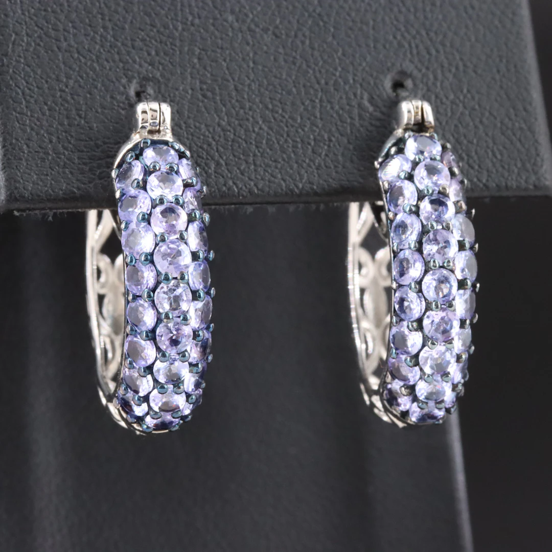 Sterling Tanzanite Hoop Earrings