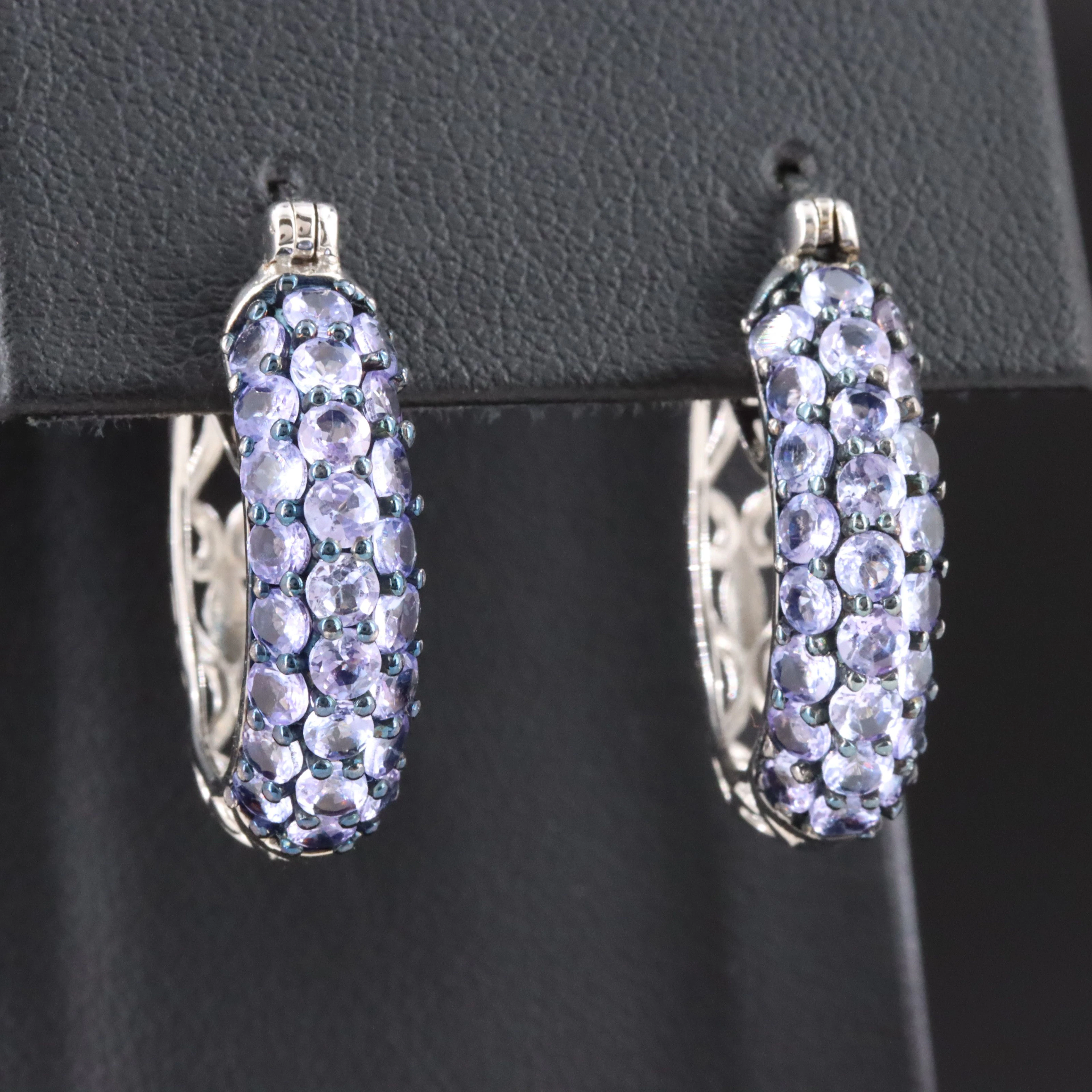 Sterling Tanzanite Hoop Earrings