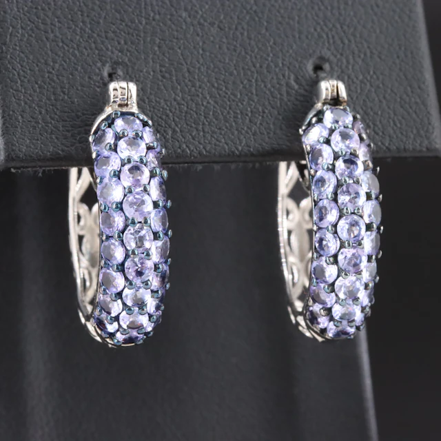 Sterling Tanzanite Hoop Earrings