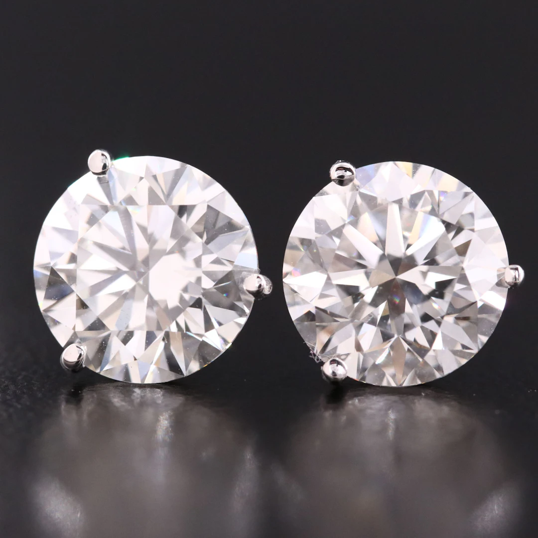 14K 6.13 CTW Lab Grown Diamond Solitaire Earrings with IGI Reports