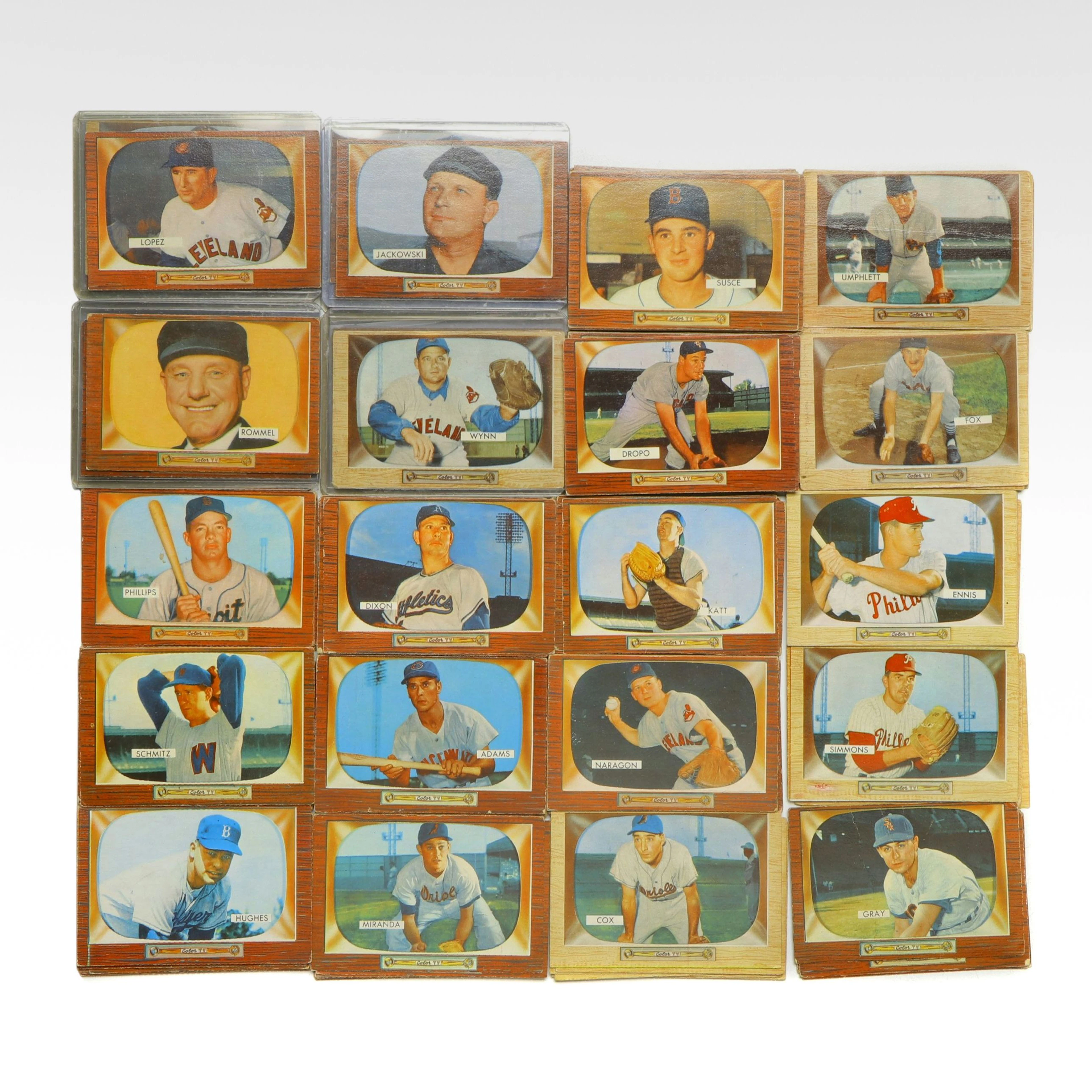 1955 Bowman Baseball Cards with Yogi Berra, Ernie Banks, Whitey Ford, and More