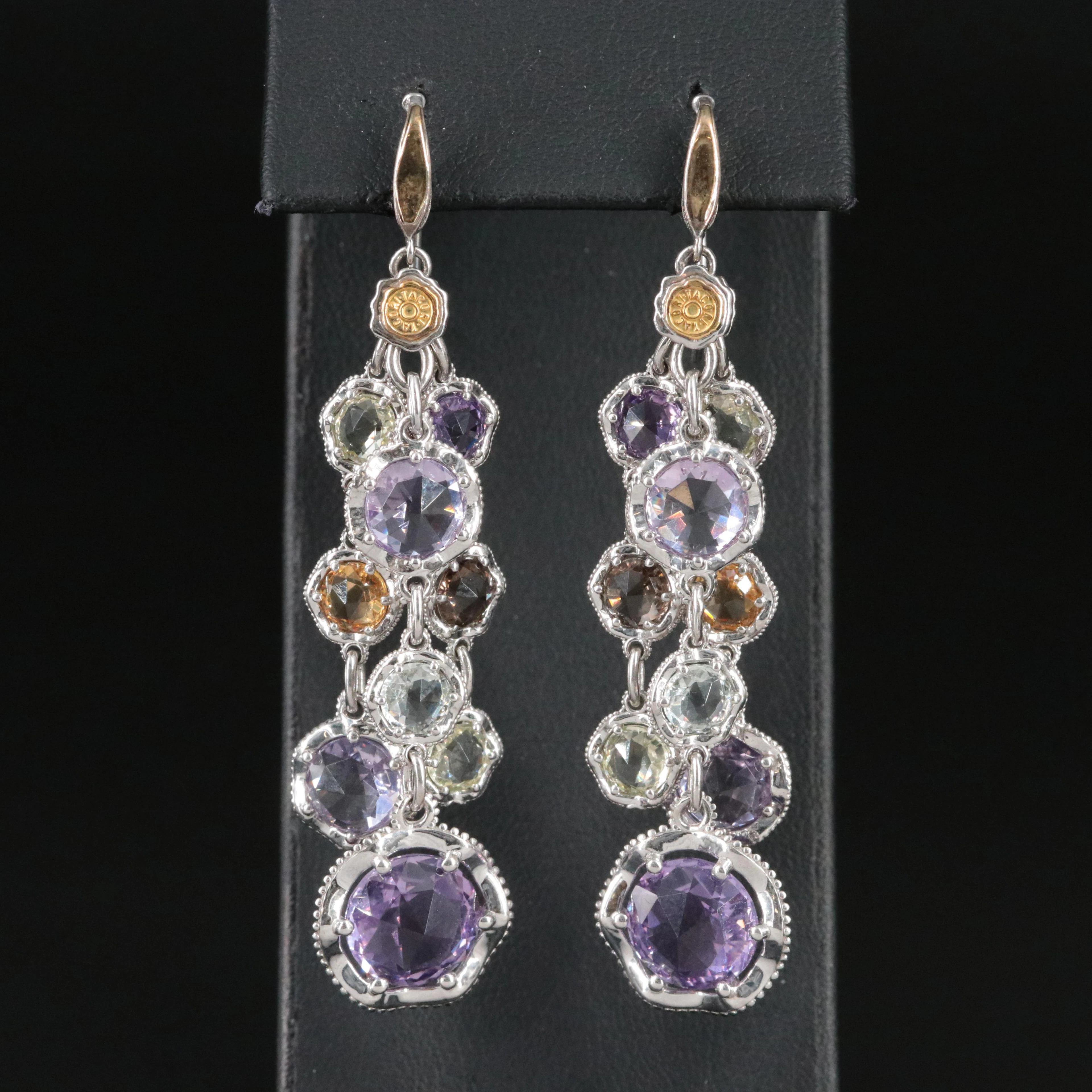 Tacori Sterling Girandole Style Earrings with Gemstones and 18K Accent