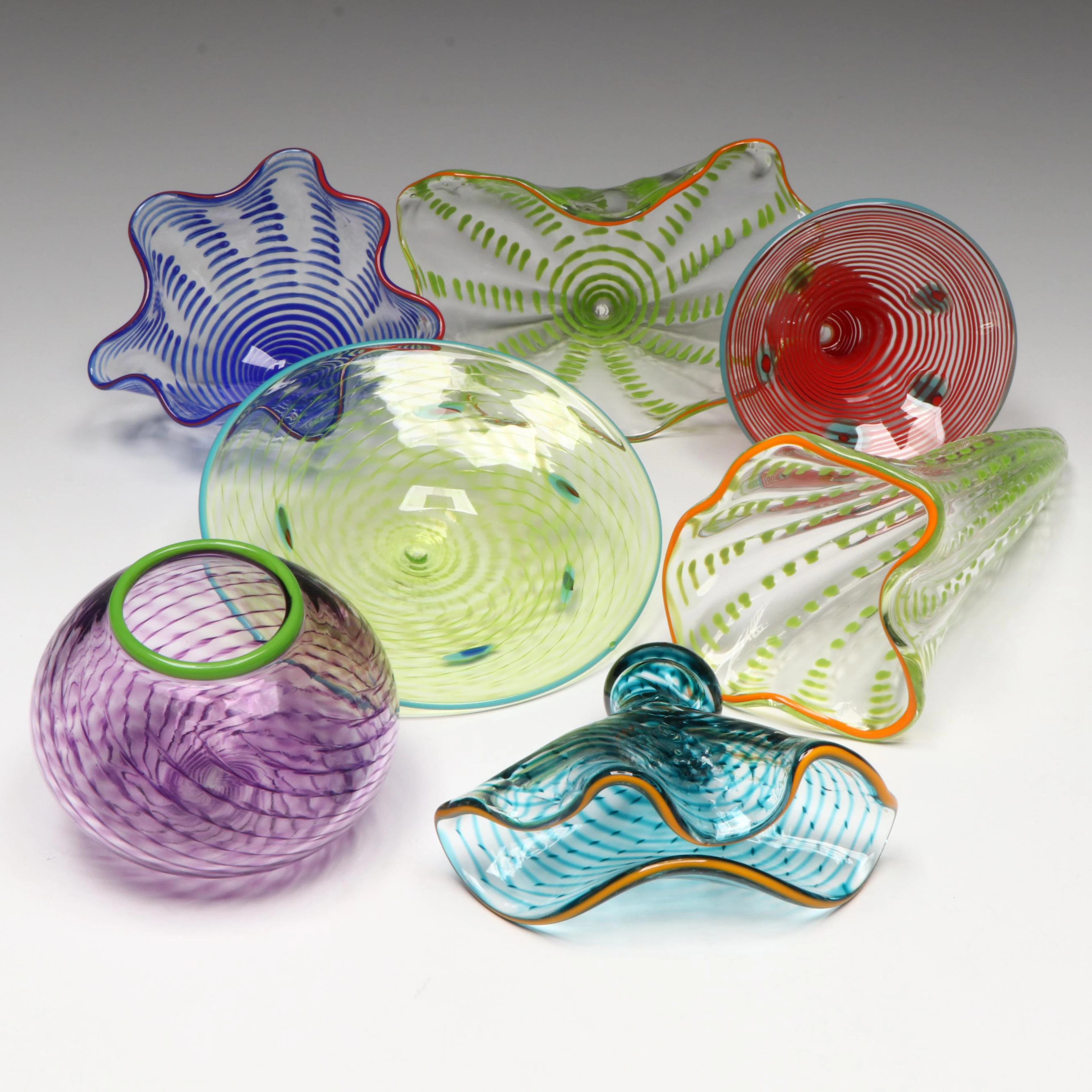 Miniature Chihuly Style Blown Art Glass Forms
