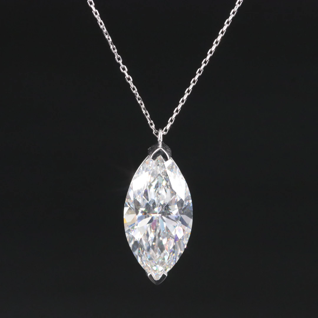 14K 8.19 CT Lab Grown Diamond Pendant Necklace with IGI Report