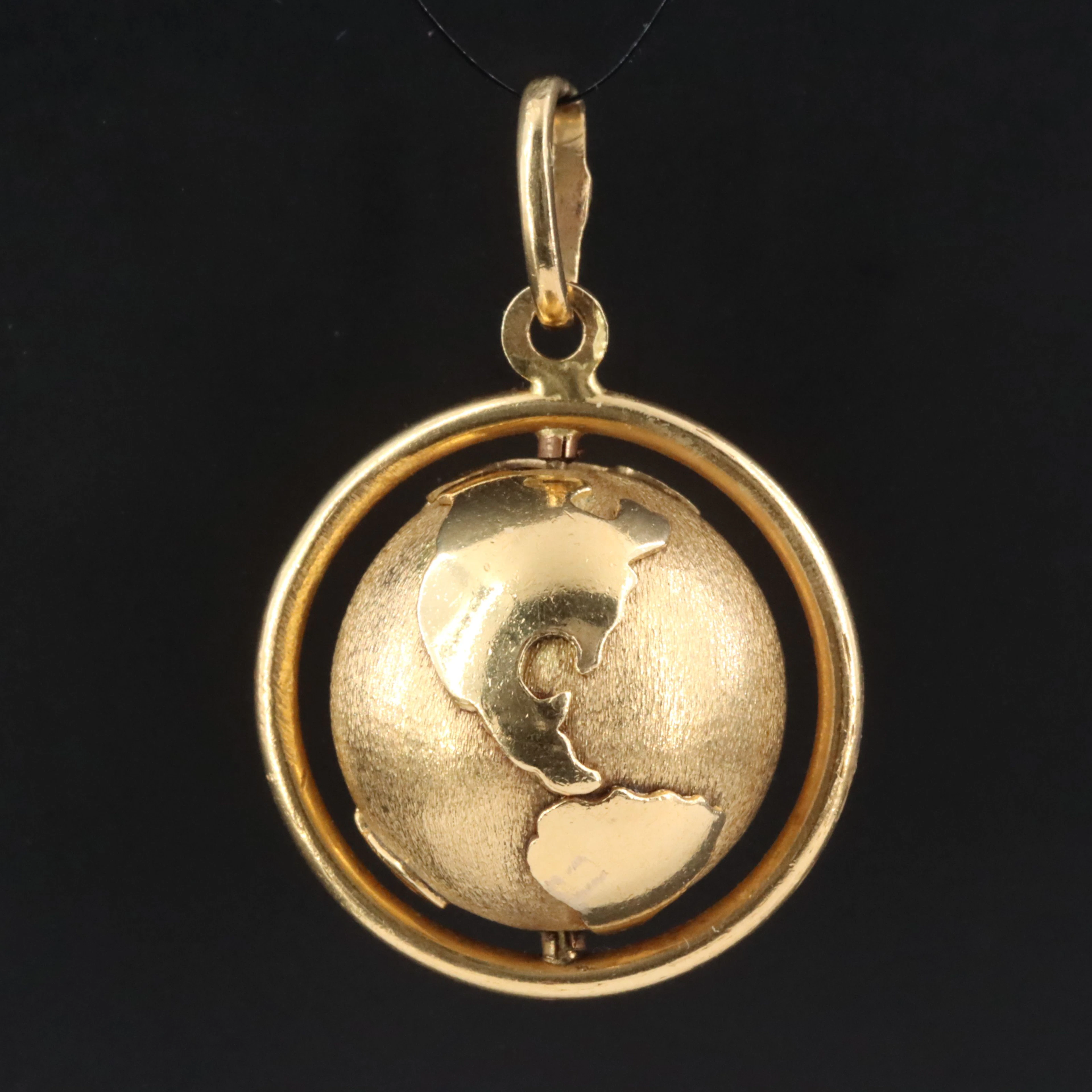 18K Spinning World Globe Pendant