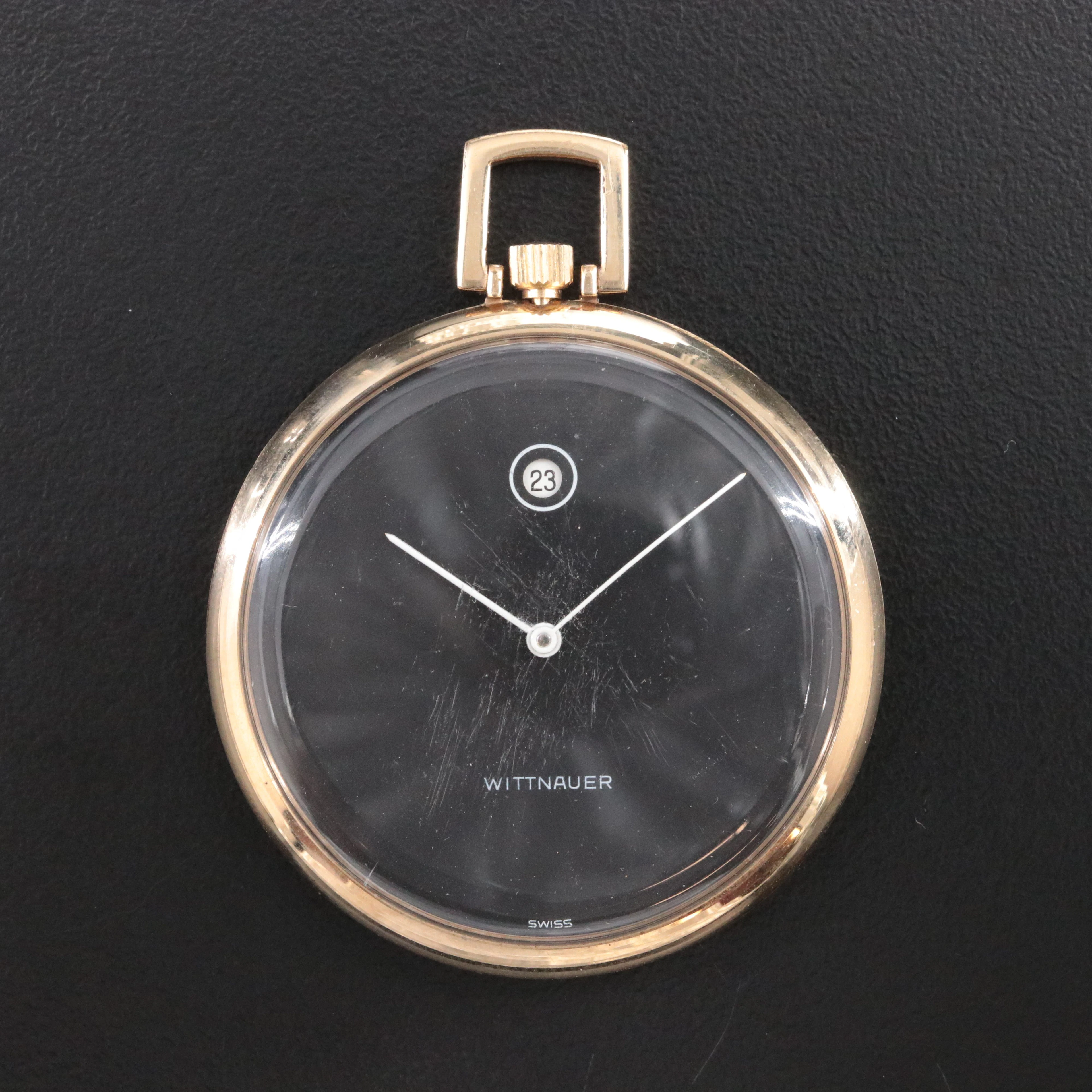 Wittnauer Tuxedo Dial w/ Date Vintage Pocket Watch c.1960s