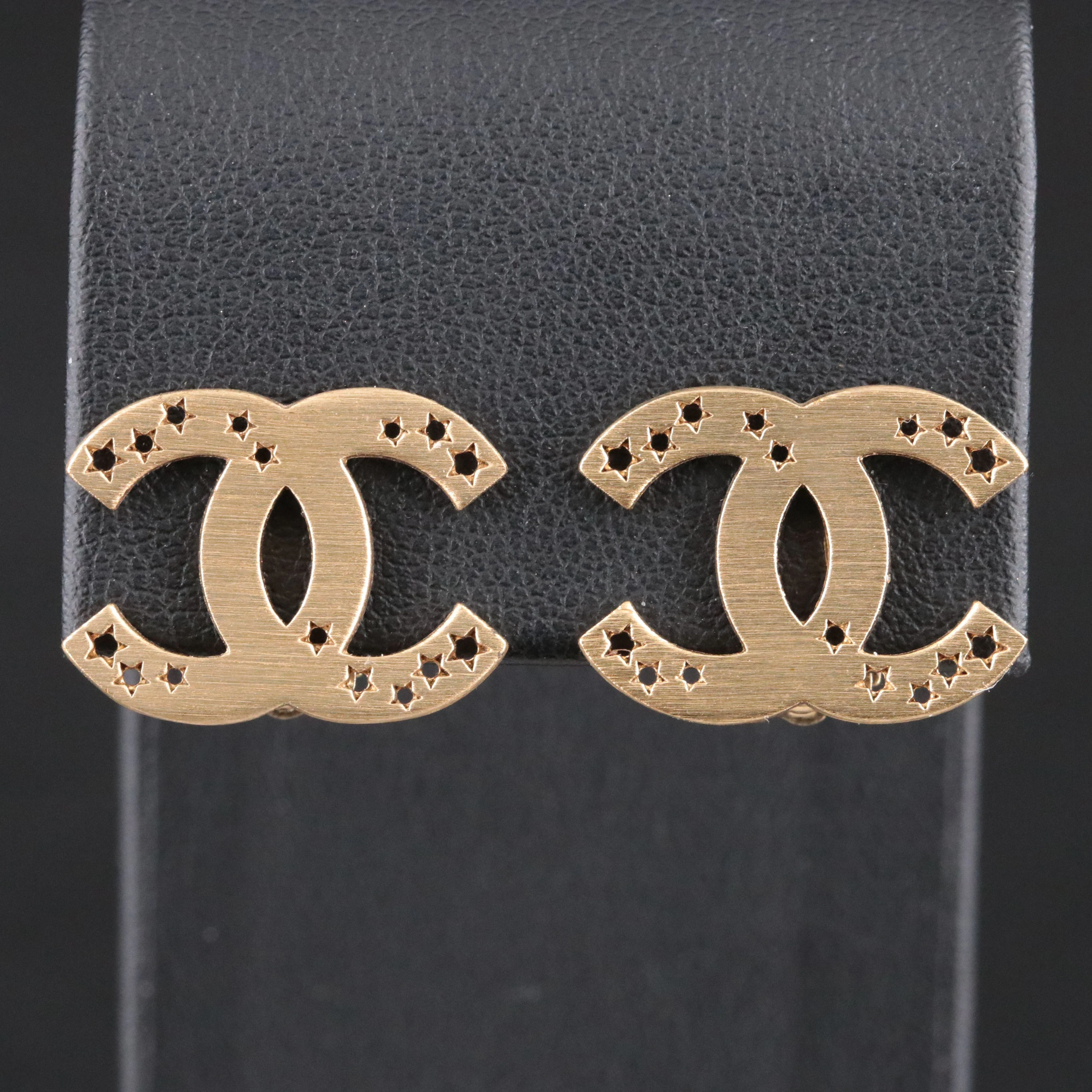 Chanel CC Pierced Star Clip Earrings, Autumn 2003