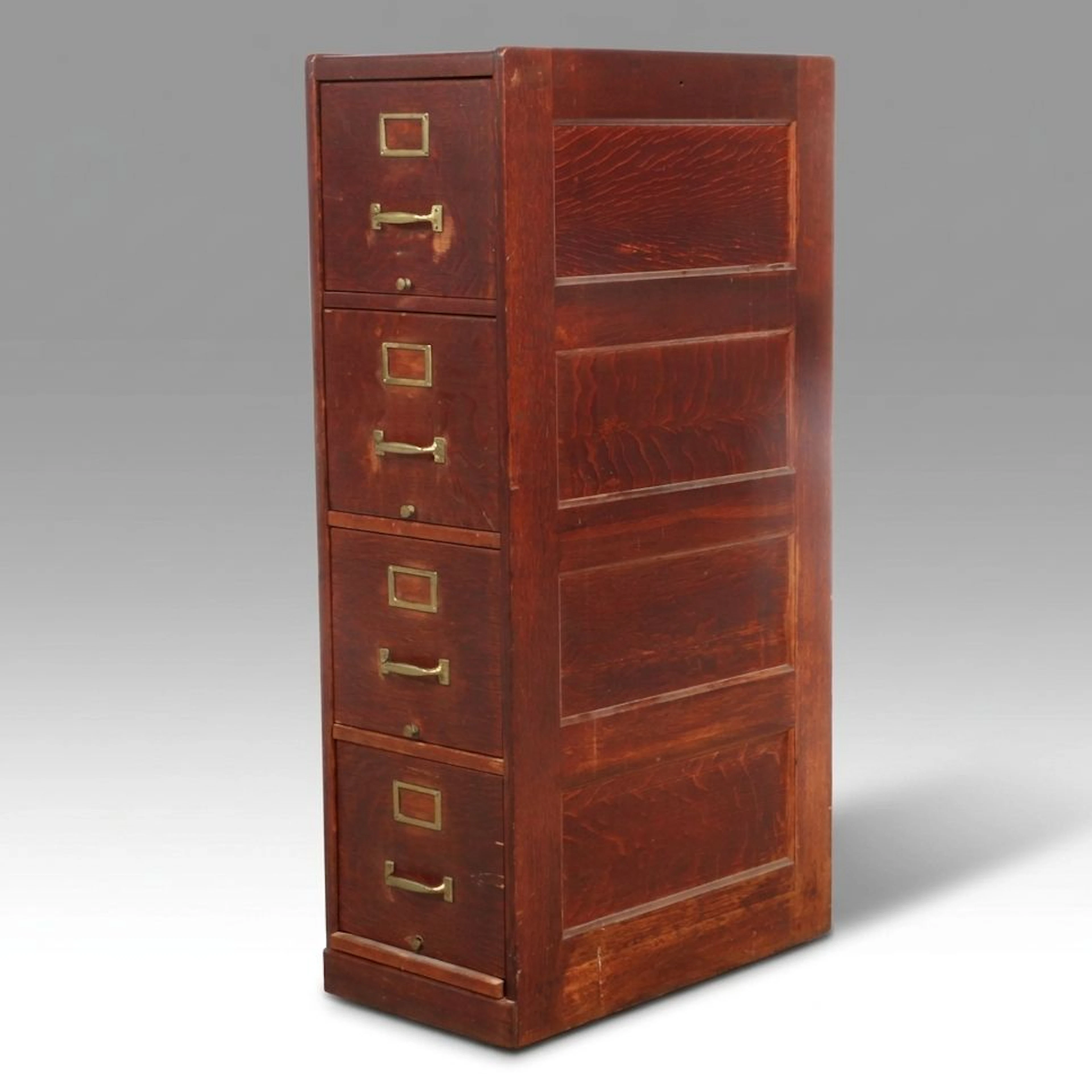 E. L. Morris & Company Oak Four-Drawer Filing Cabinet, Early 20th Century