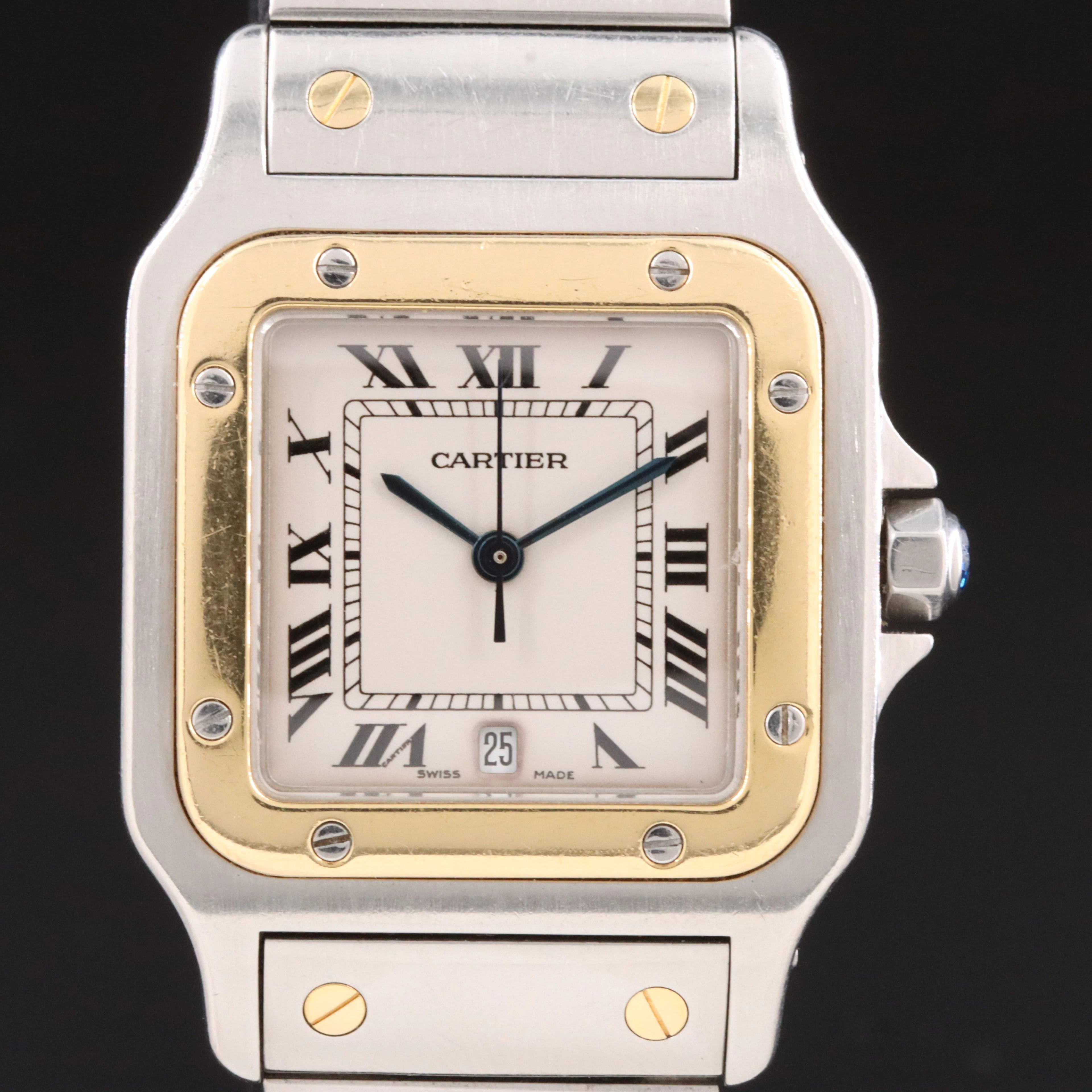 Cartier Santos de Cartier 18K & Steel Date Quartz Watch Model 187901