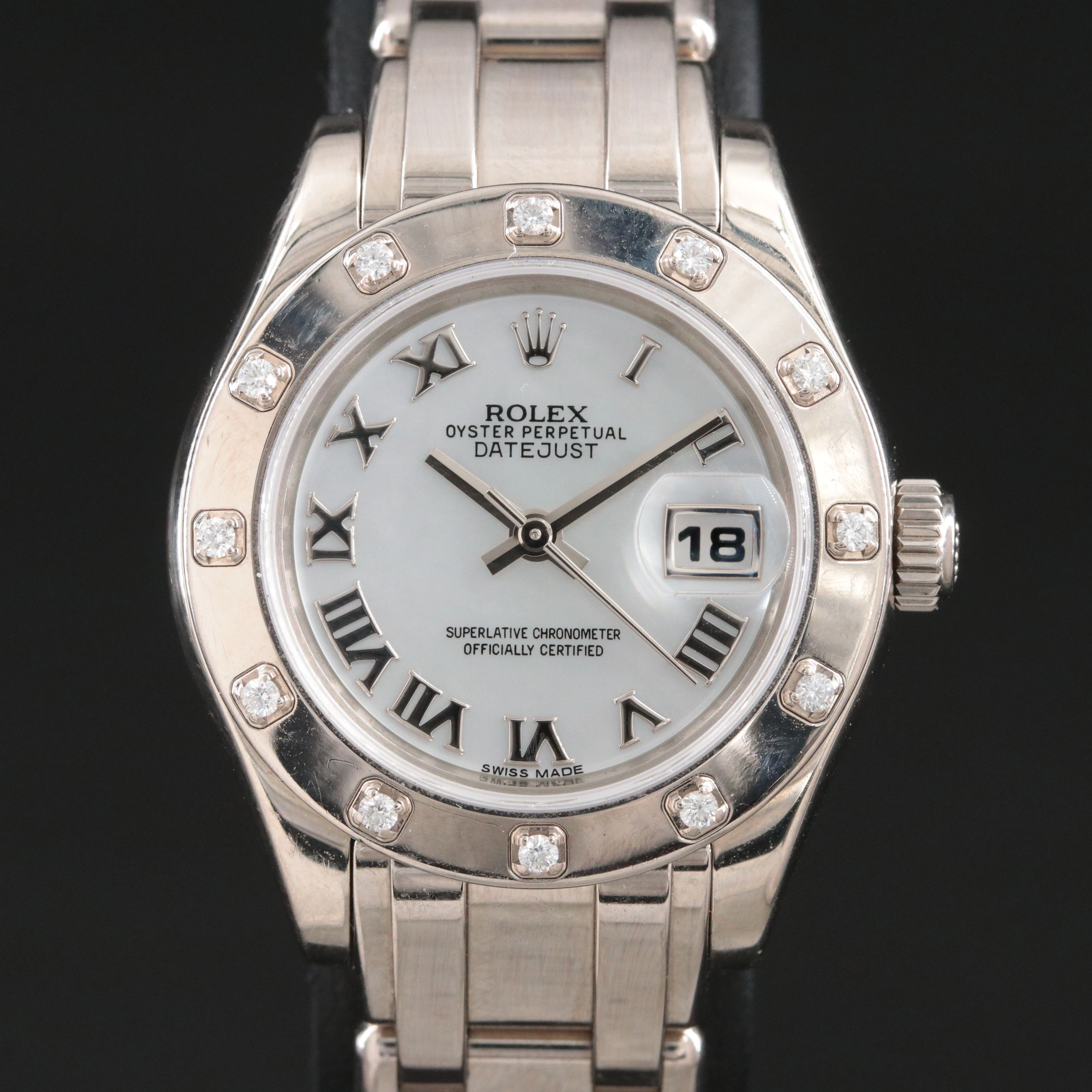 18K Rolex Datejust Pearlmaster Factory Diamond 80319 Mother-of-Pearl