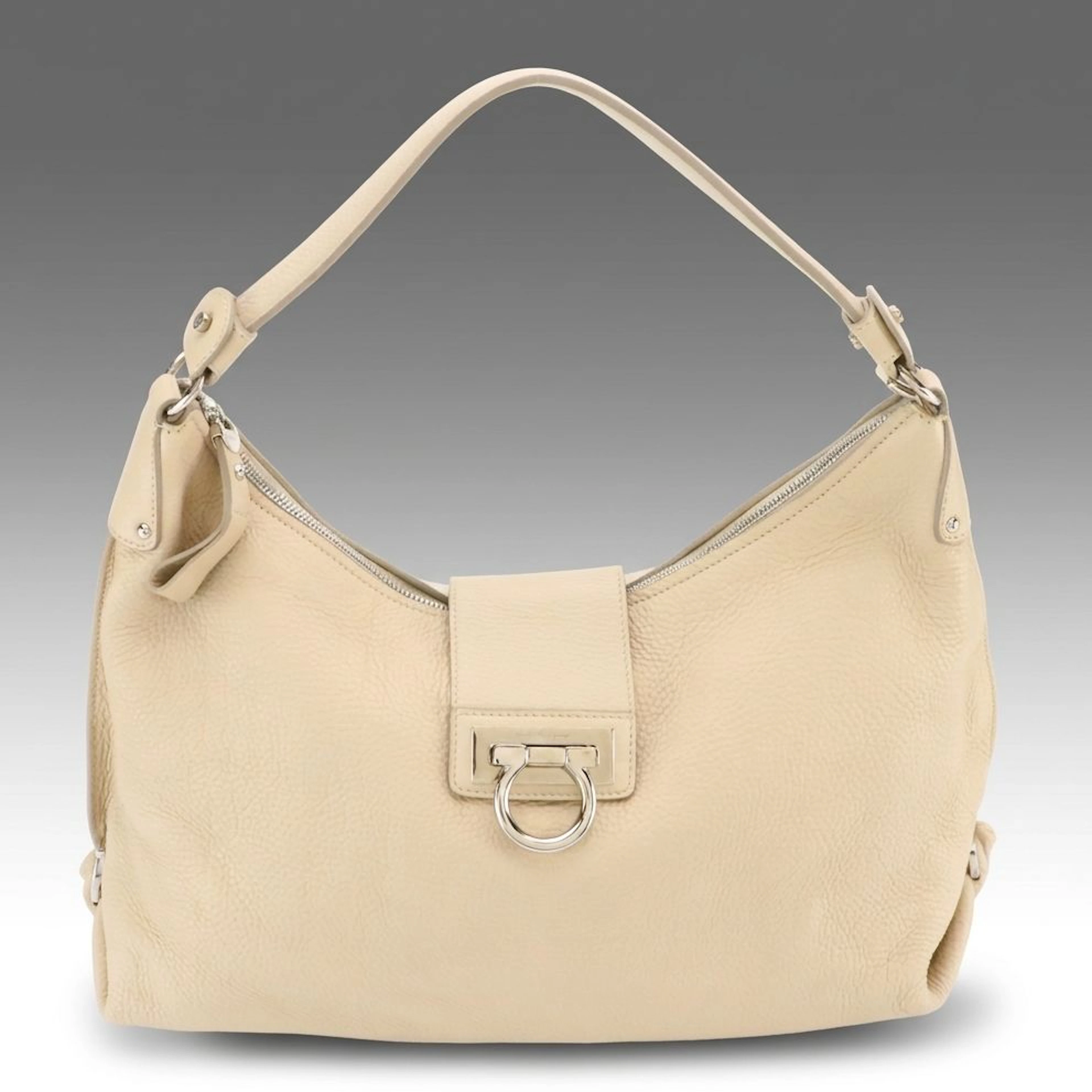 Salvatore Ferragamo Fanisa Hobo Shoulder Bag in Grained Calfskin Leather