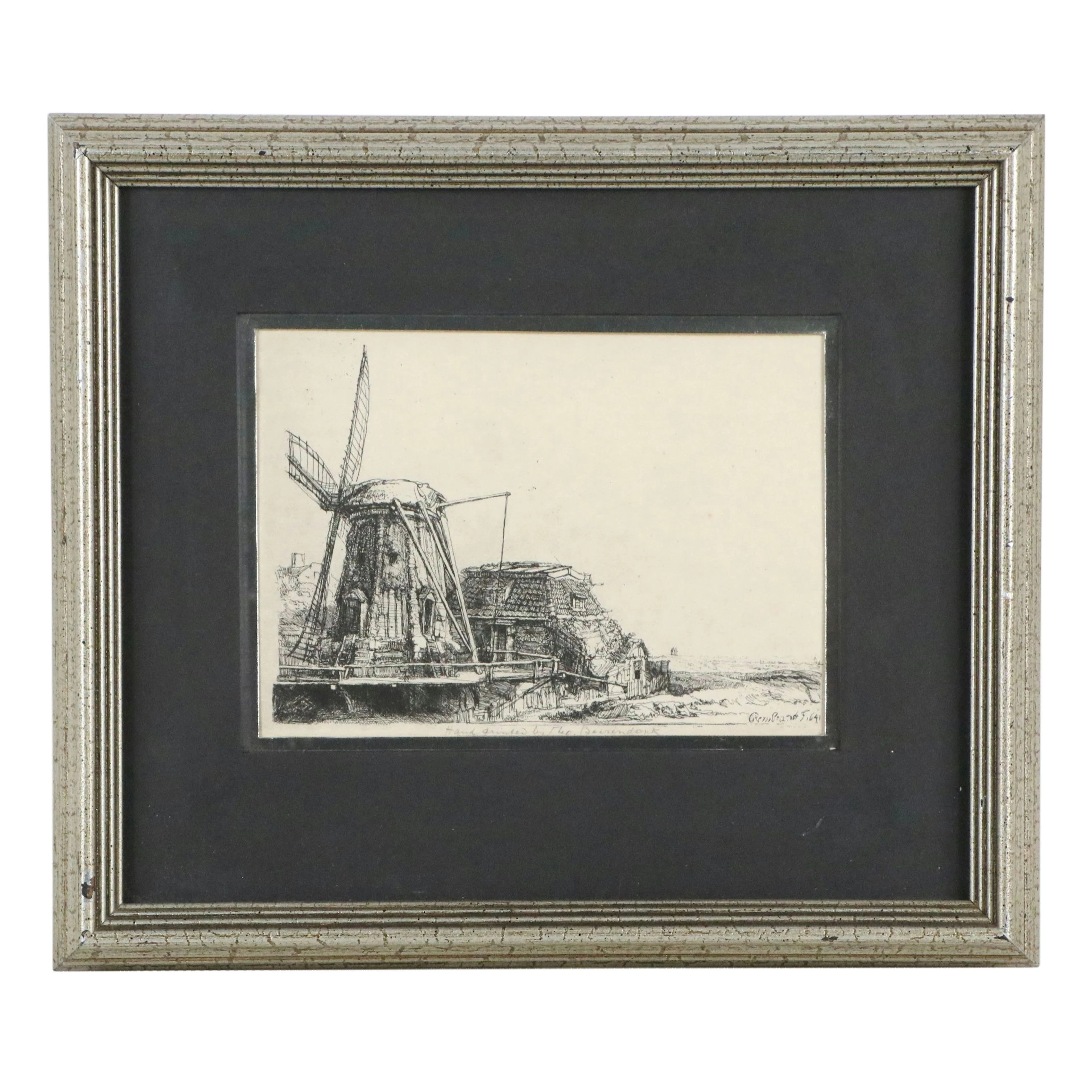 Rembrandt van Rijn Restrike Etching "The Windmill"