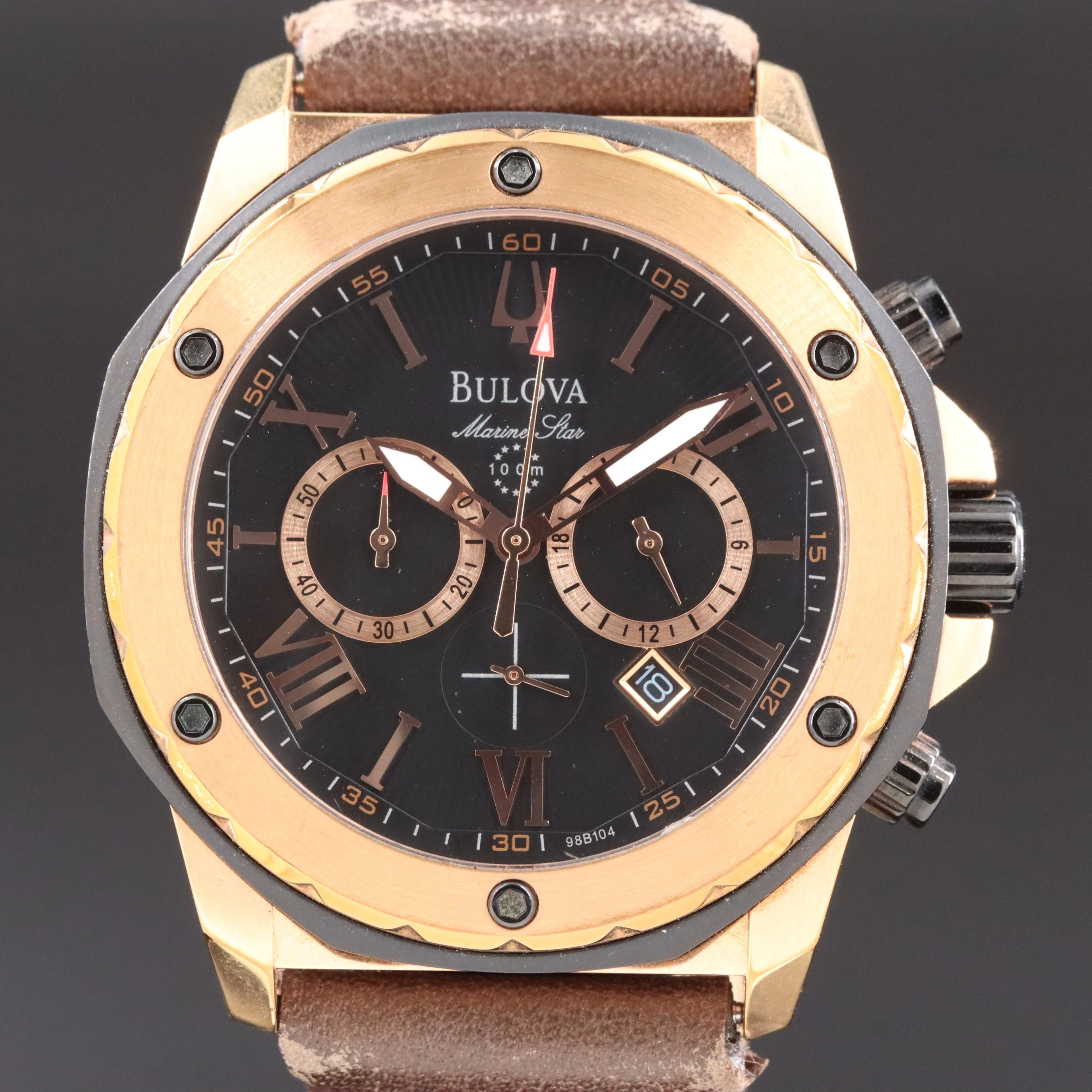 Bulova Marine Star Chronograph Rose Tone Quartz Watch
