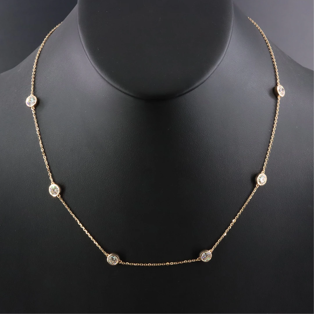 14K 2.75 CTW Internally Flawless Diamond Station Necklace with GIA Reports