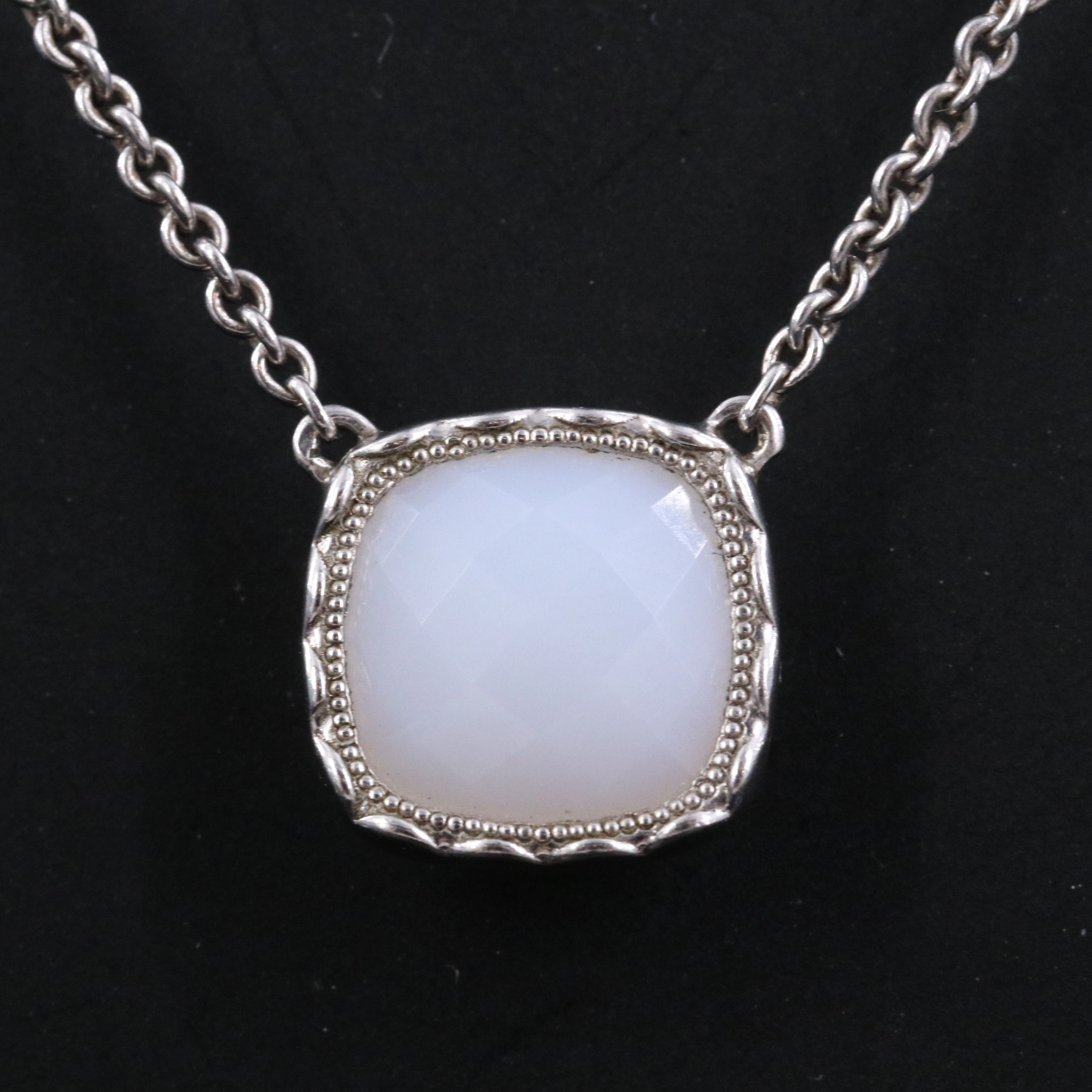 Tacori Sterling and Chalcedony Crescent Crown Necklace