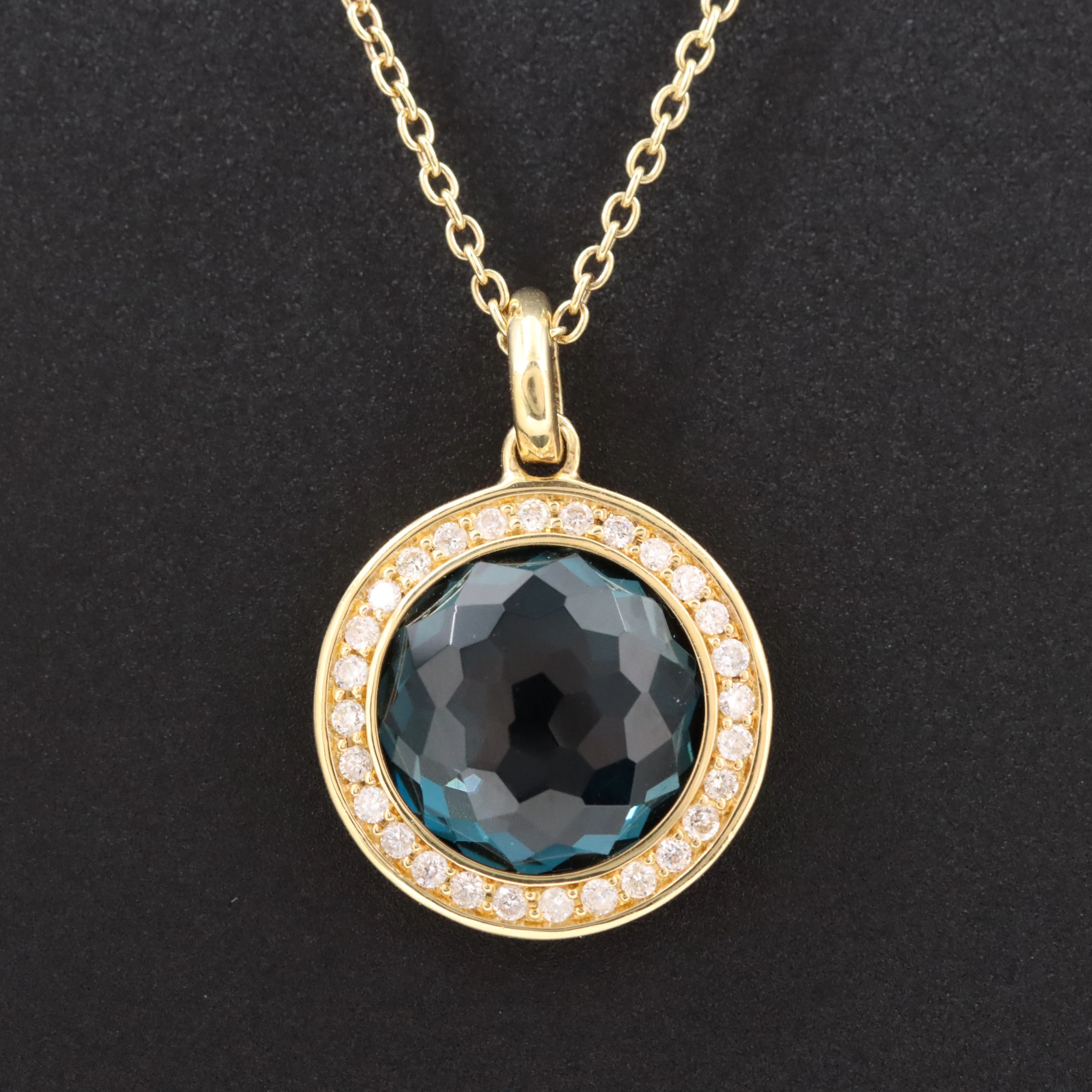 Ippolita Lollipop 18K London Blue Topaz and Diamond Necklace