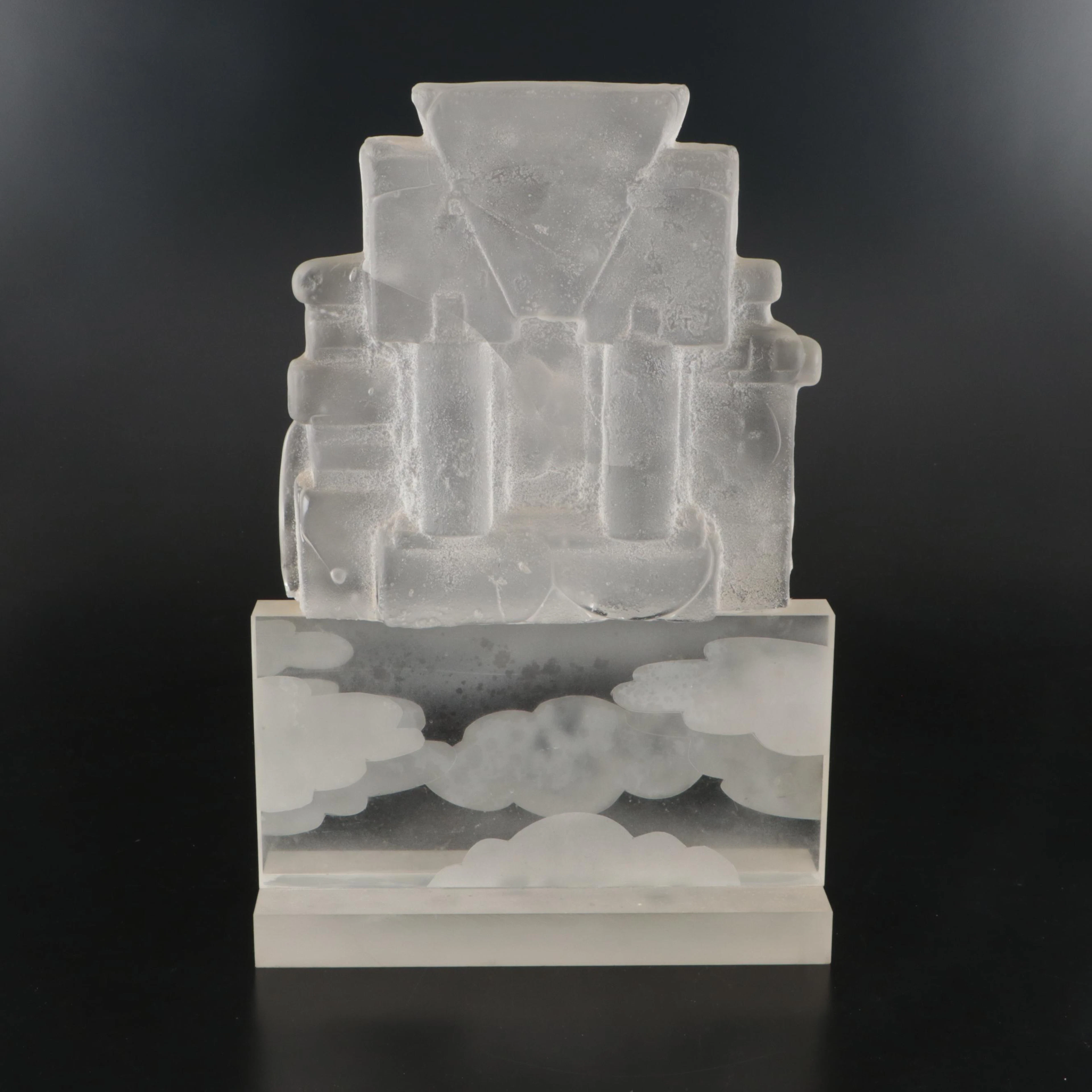 Abstract Architectural Sand-Cast Glass Sculpture