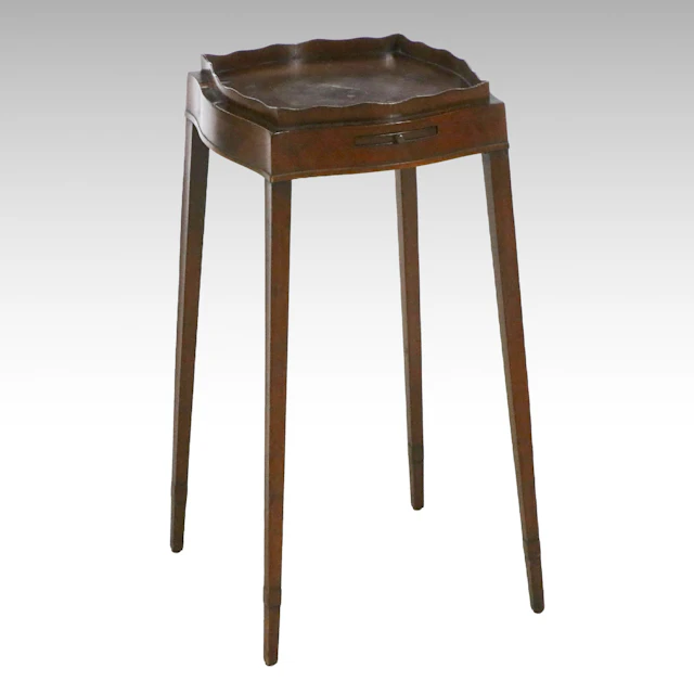 Hepplewhite Style Mahogany Side Table w/ Candle Slide, Early to Mid-20th
