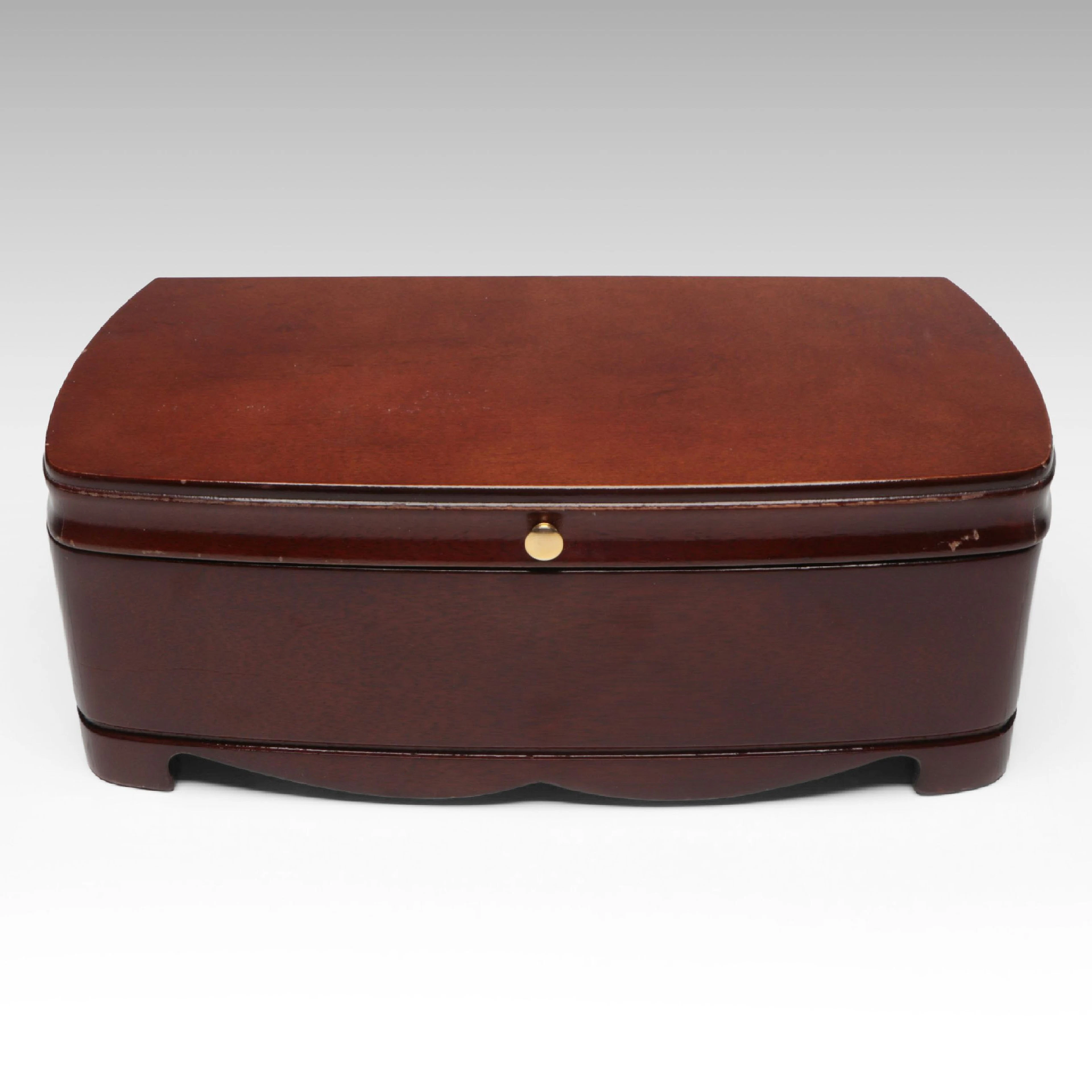 Vintage Style Mahogany Finish Wood Jewelry Box