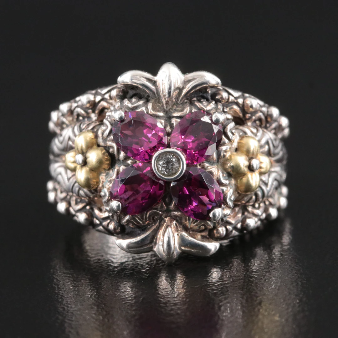 Barbara Bixby Sterling Ring with Garney, Zircon and 18K Accents