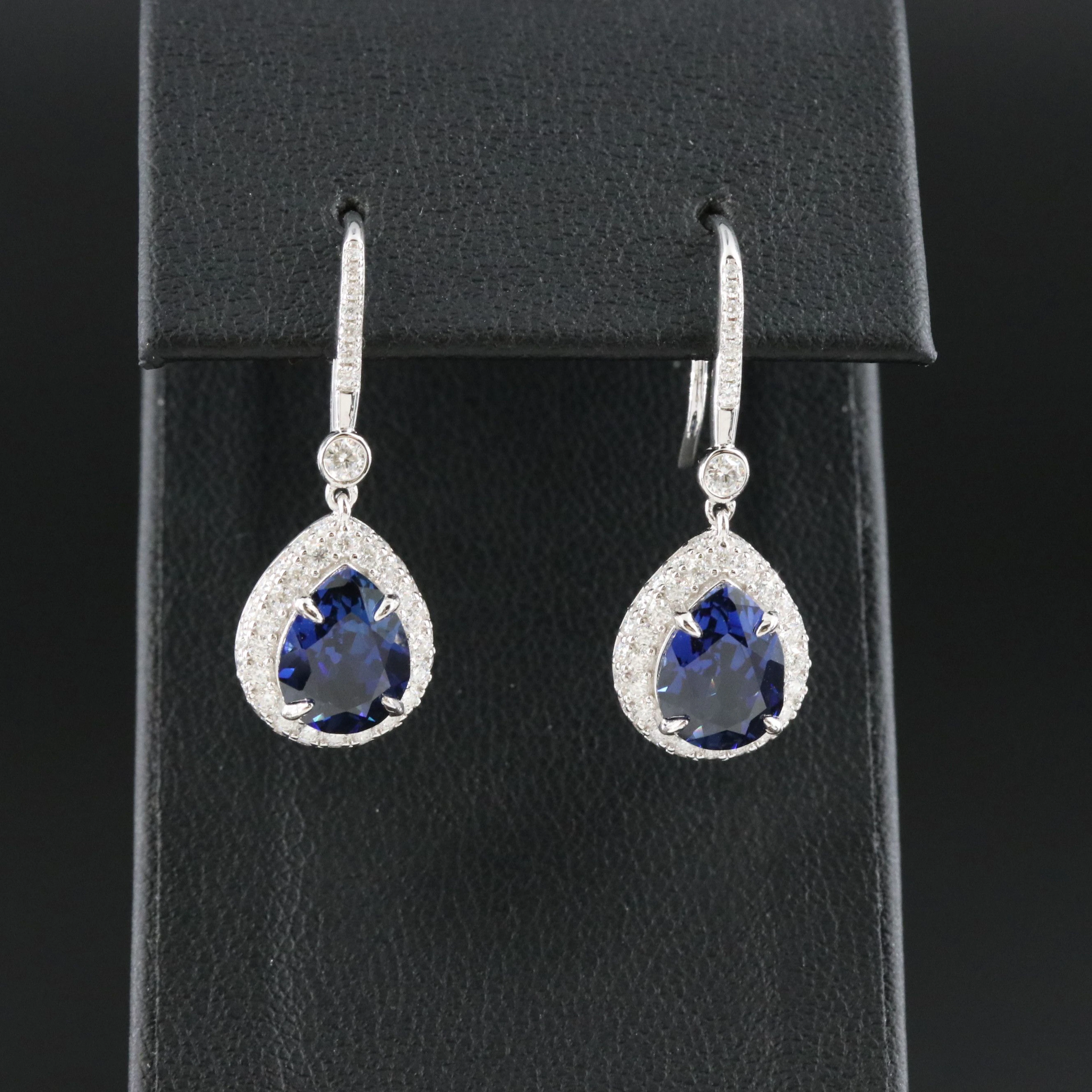 Sterling Sapphire and Moissanite Earrings