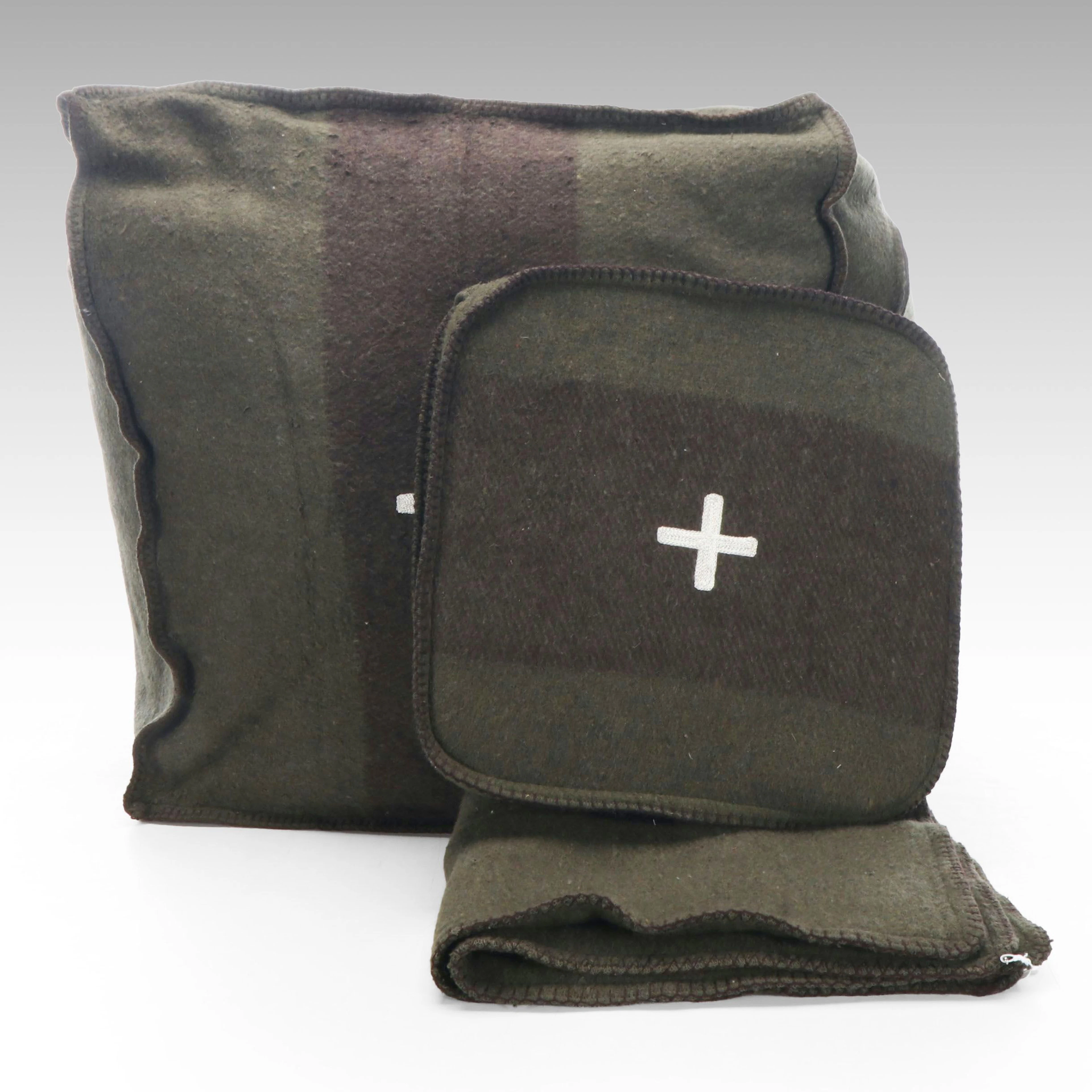 Blue Ocean Traders Wool Blend Swiss Army Pouf, Pillow Case and Cushion