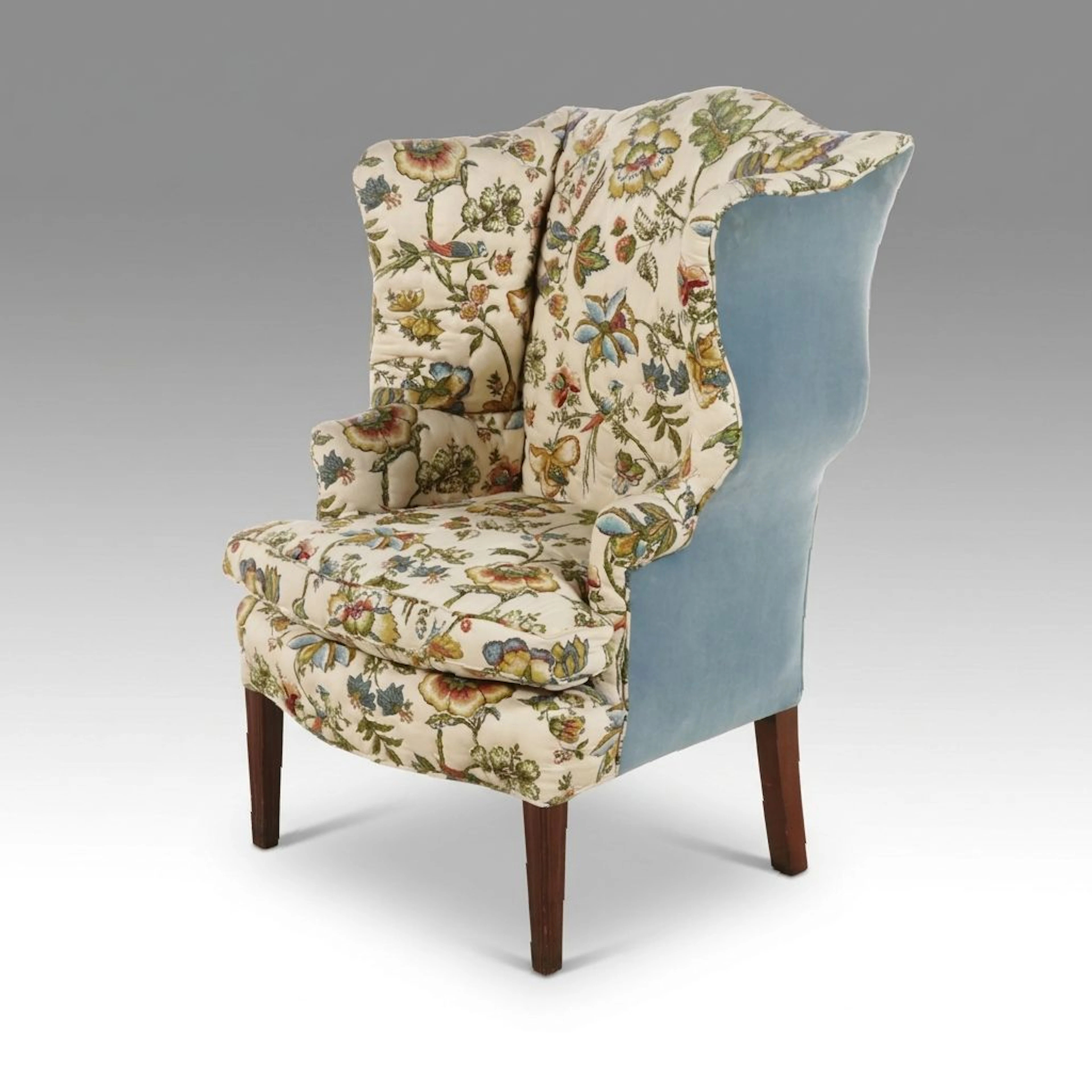 Traditional Style Dual Upholstered Wingback Armchair, Mid to Late 20th Century