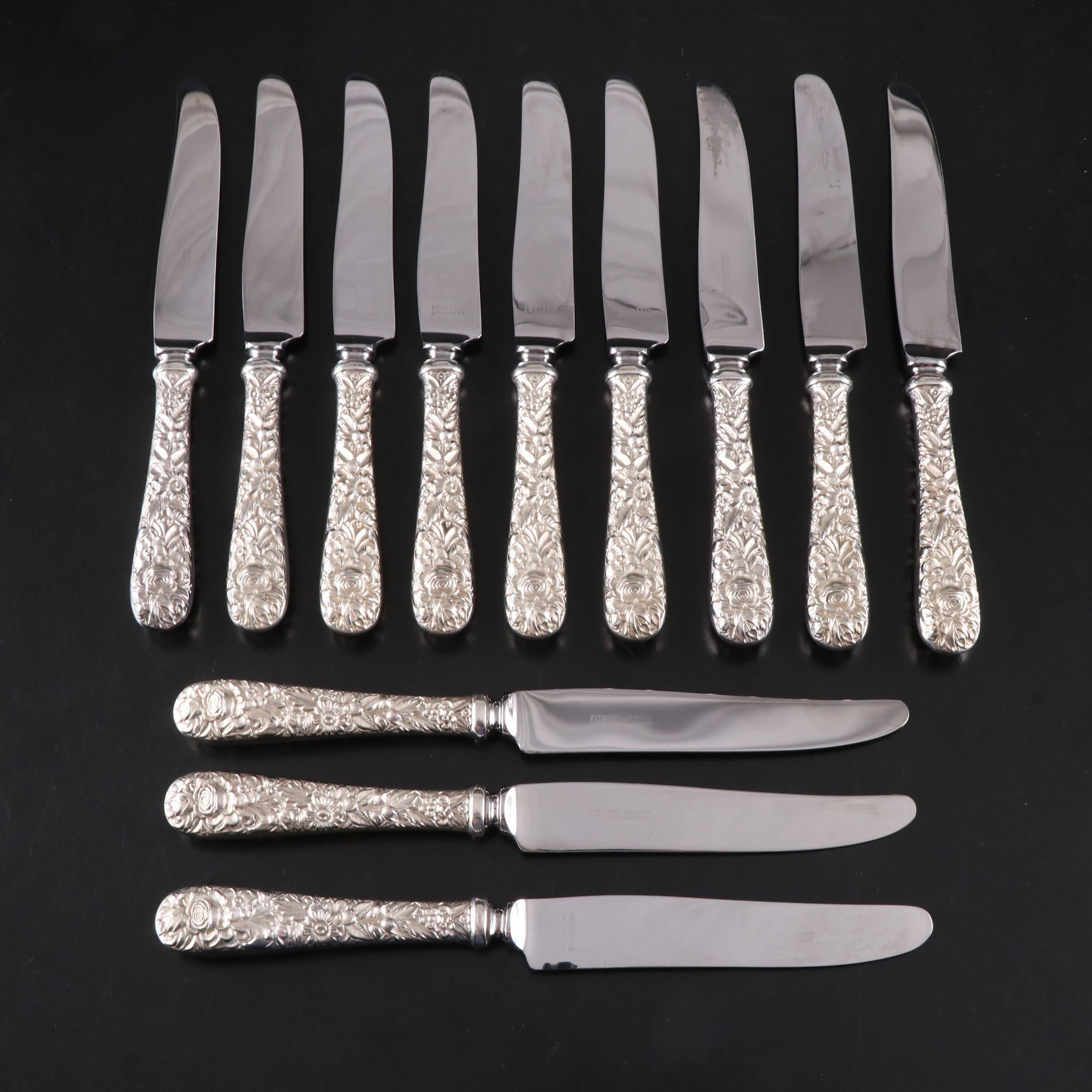 S. Kirk & Son "Repoussé" Sterling Silver Handled Knives