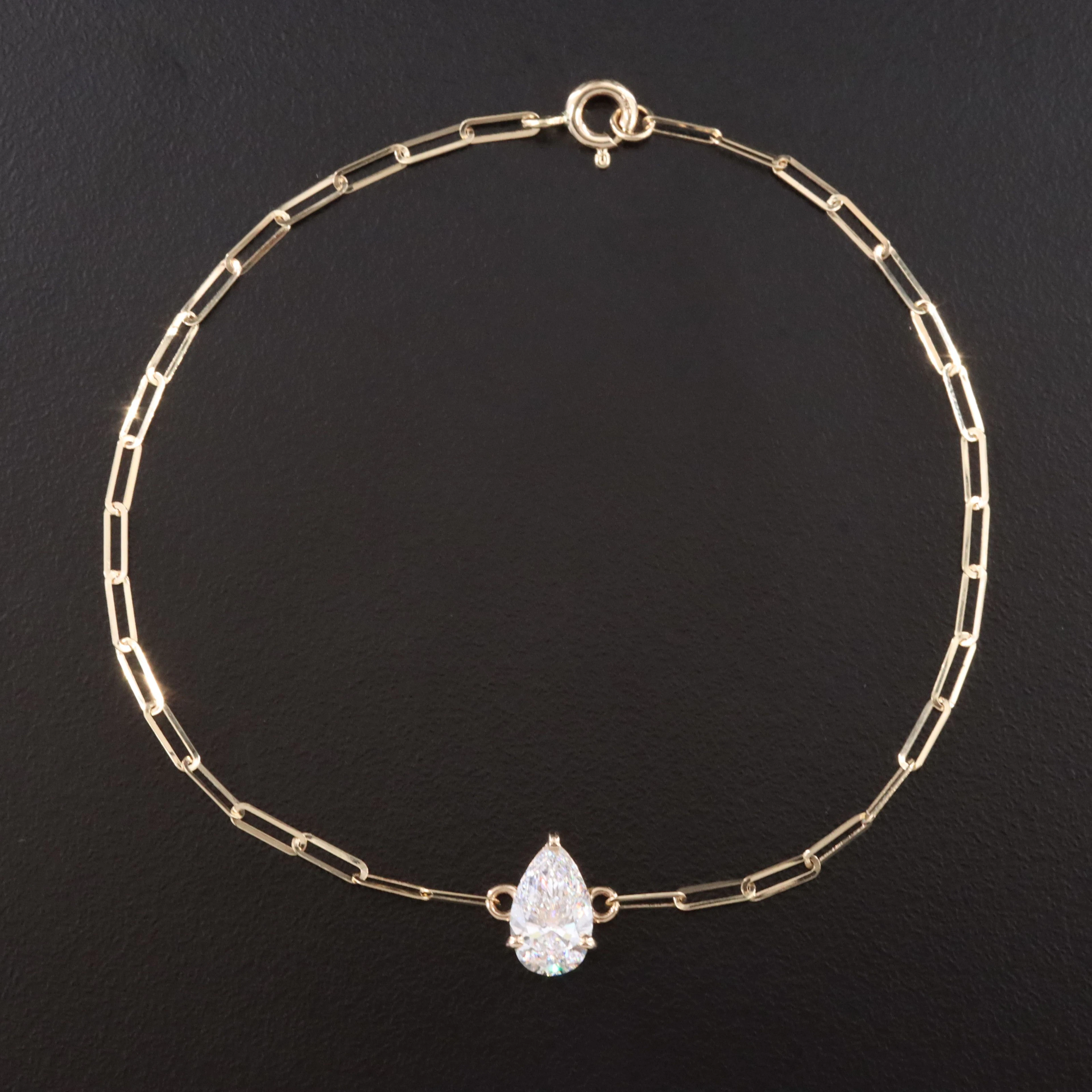14K 1.10 CT Lab Grown Diamond Solitaire Bracelet with IGI Report